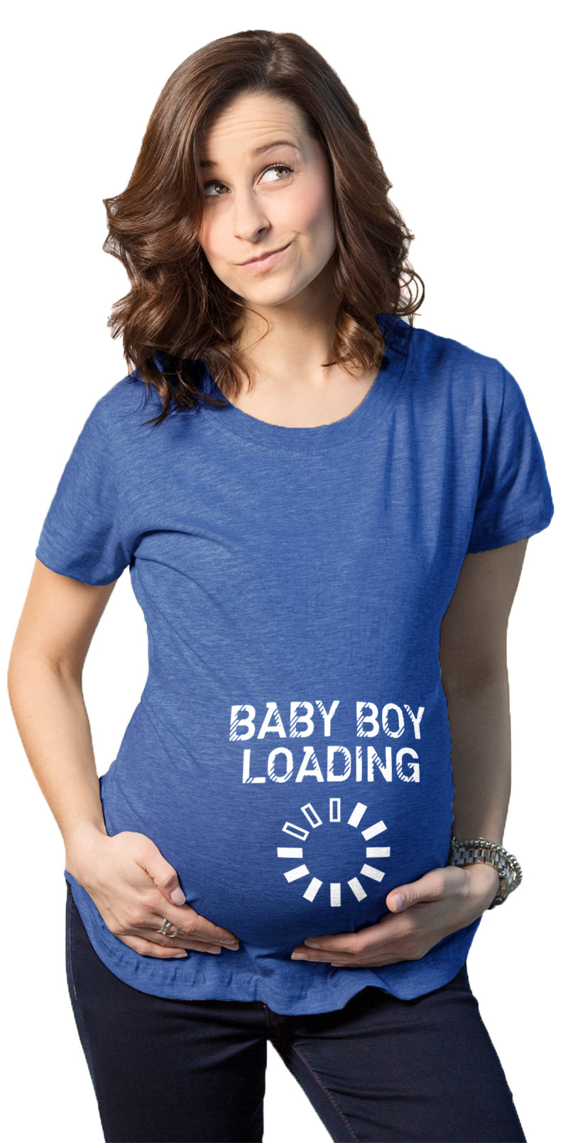 Funny Heather Royal Baby Boy Loading Maternity T Shirt Nerdy Nerdy Tee