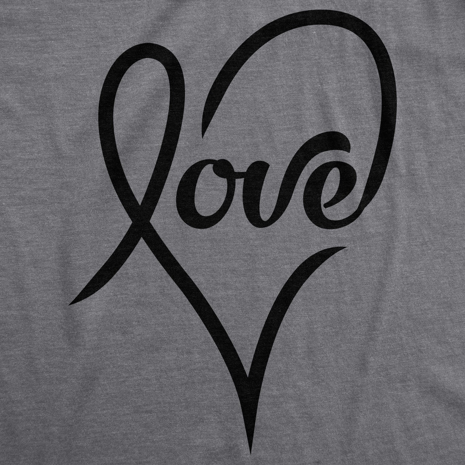 Funny Dark Heather Grey - Love Cursive Love Cursive Heart Womens T Shirt Nerdy Valentine's Day faire Tee