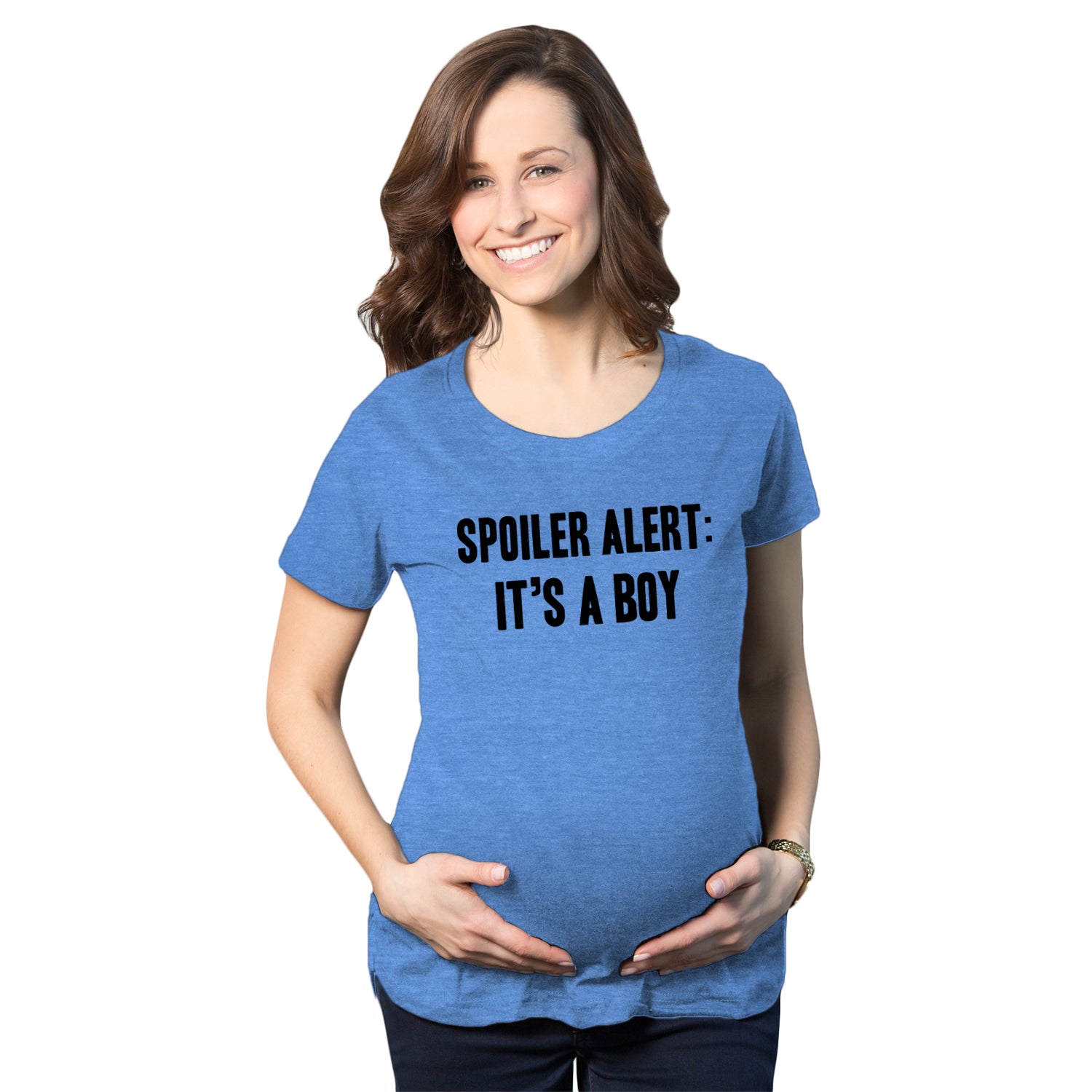 Funny Heather Royal Spoiler Alert: It's a Boy Maternity T Shirt Nerdy Tee