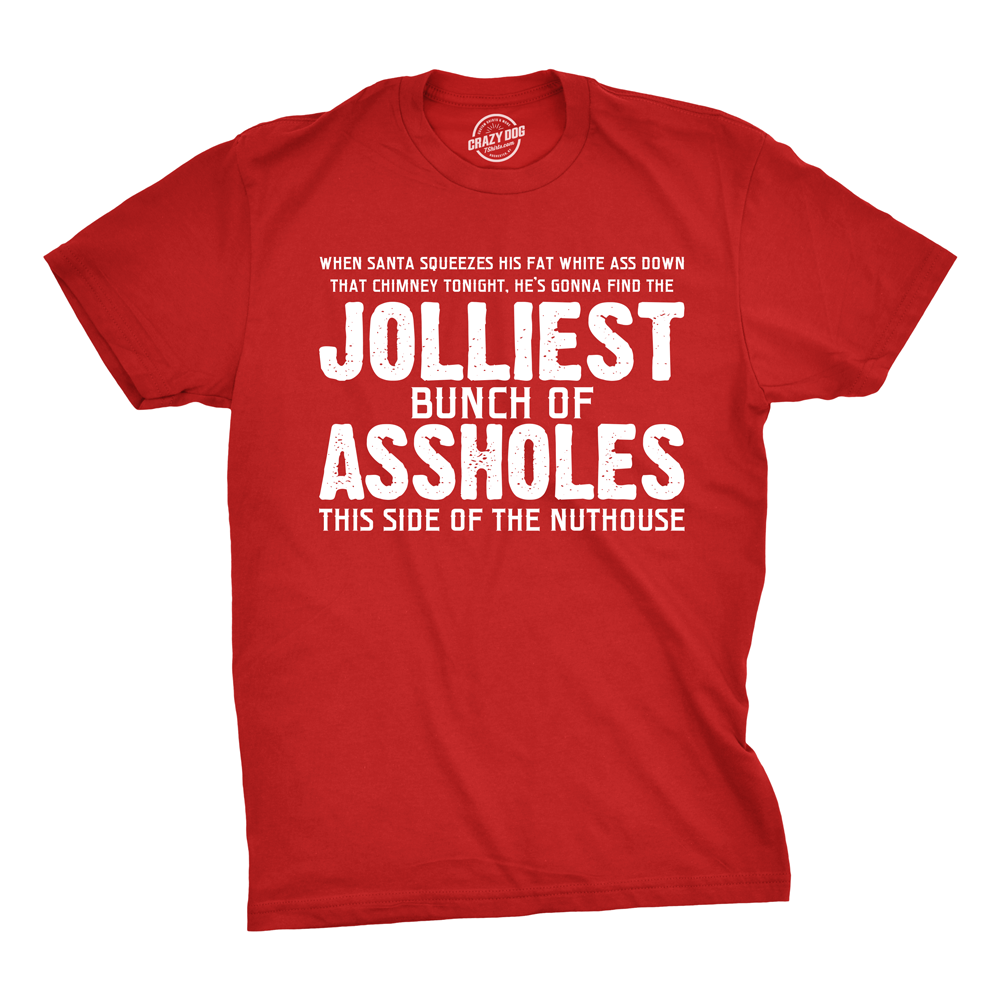 Funny Heather Red - Jolliest Jolliest Bunch Of Assholes Mens T Shirt Nerdy Christmas TV & Movies Tee