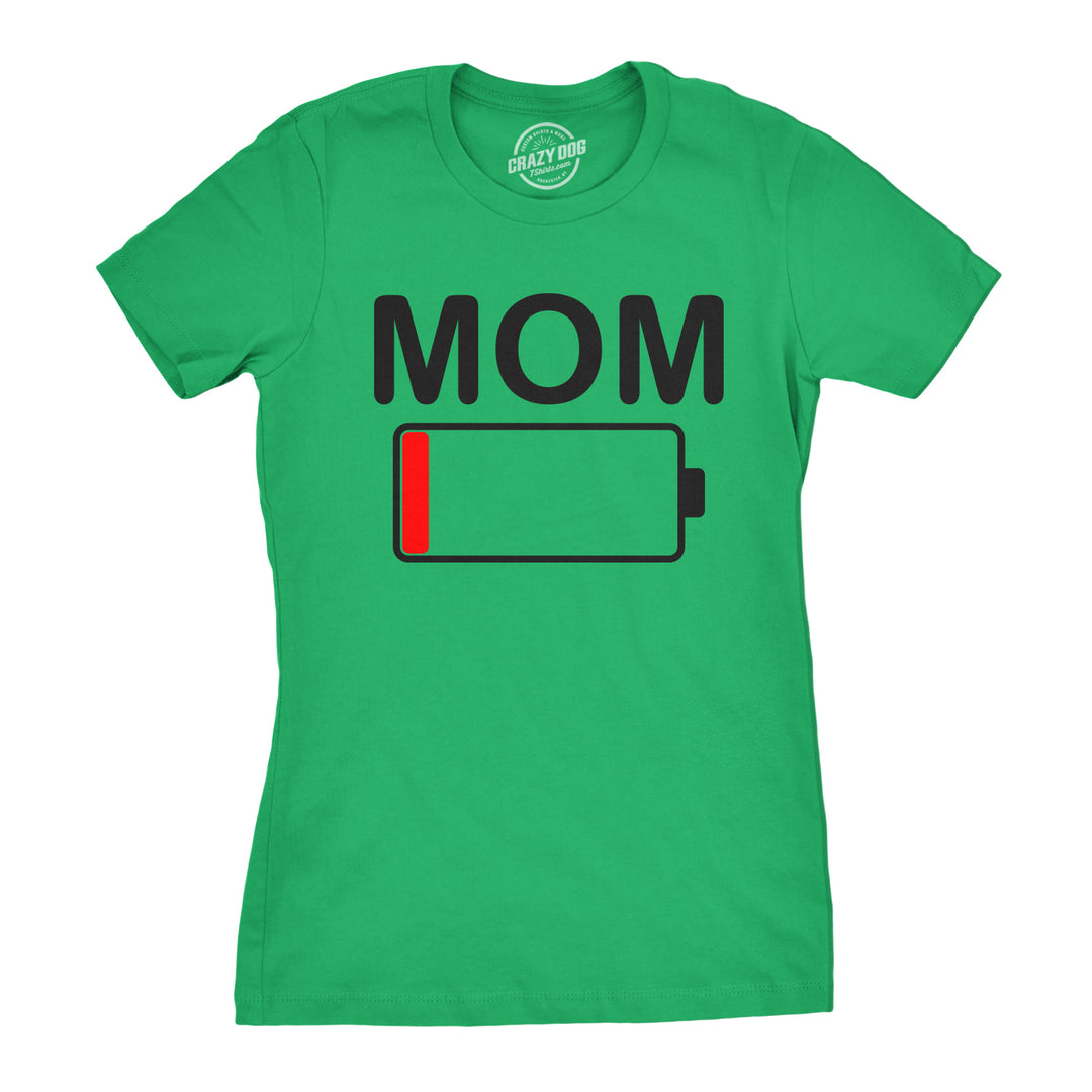 Funny Green Mom Battery Womens T Shirt Nerdy Mother's Day Tee