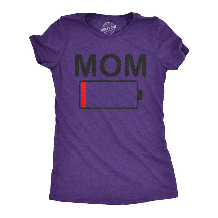 Funny Heather Purple Mom Battery Womens T Shirt Nerdy Mother's Day Tee