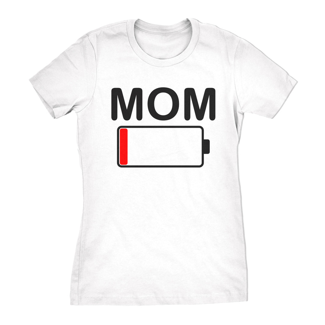 Funny White Mom Battery Womens T Shirt Nerdy Mother's Day Tee