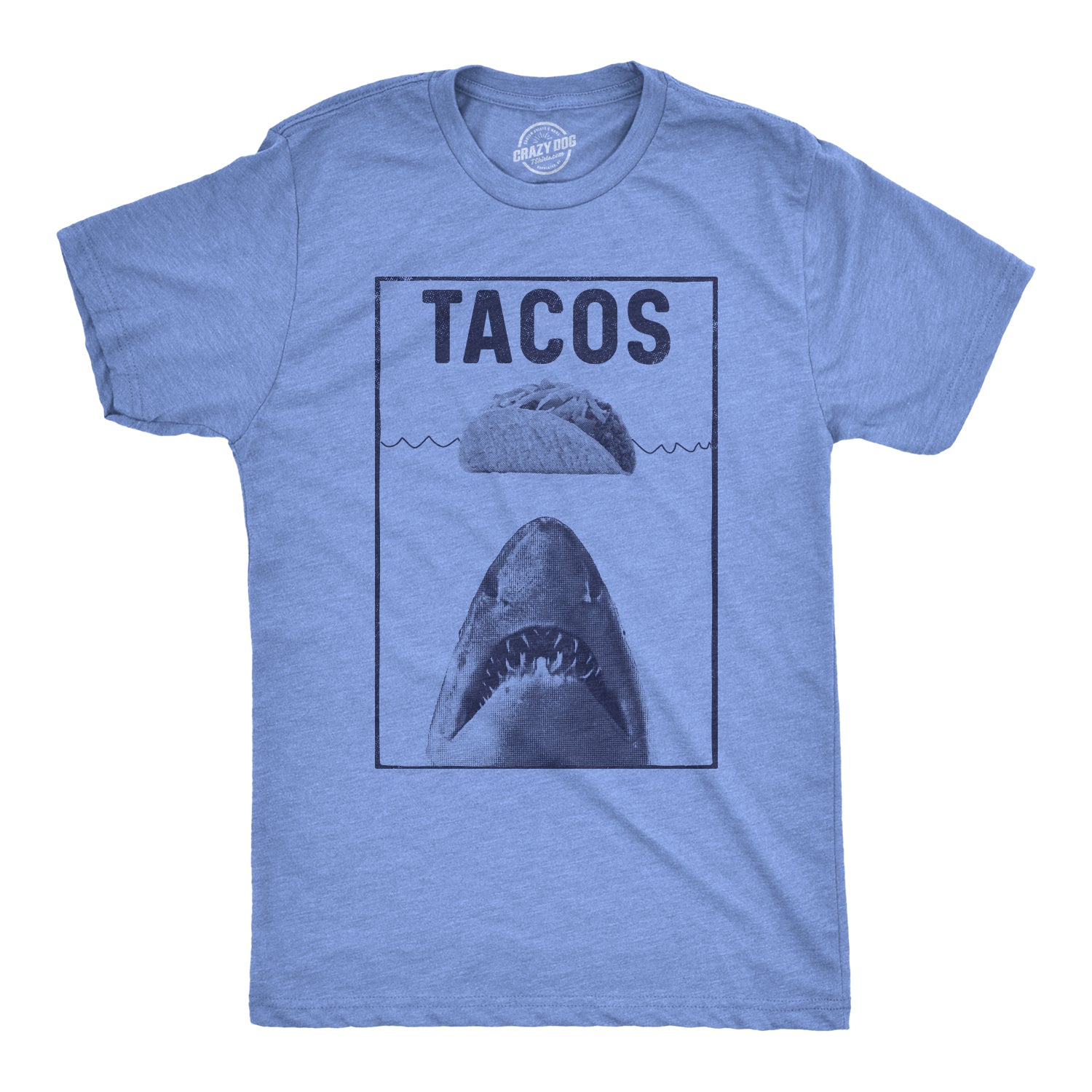 Funny Heather Light Blue Tacos Shark Mens T Shirt Nerdy Cinco De Mayo Shark Week food Tee