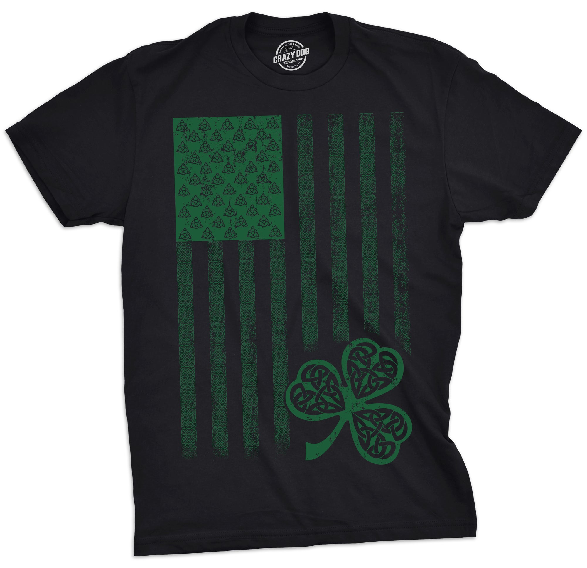 Funny Heather Black - Celtic Flag Celtic USA Flag Mens T Shirt Nerdy Saint Patrick's Day Tee