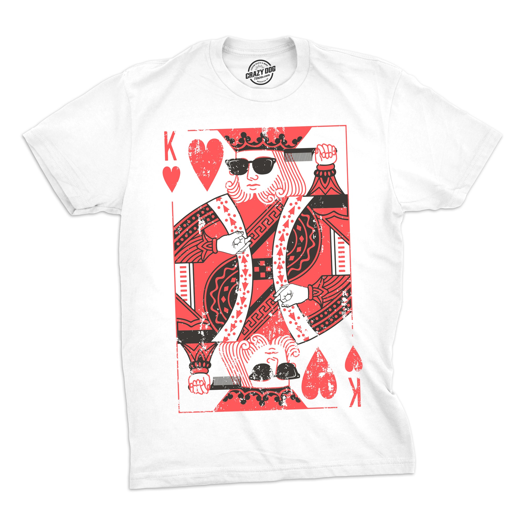 Funny White King Of Hearts Mens T Shirt Nerdy Valentine's Day Tee