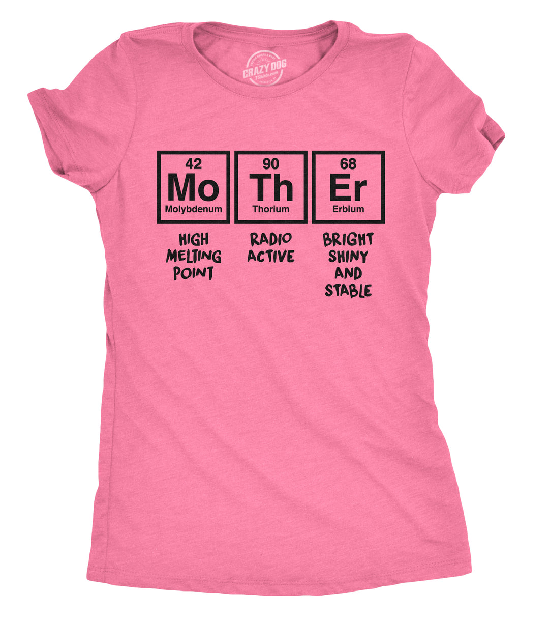 Funny Heather Pink Periodic Mother Womens T Shirt Nerdy Mother's Day Science Tee