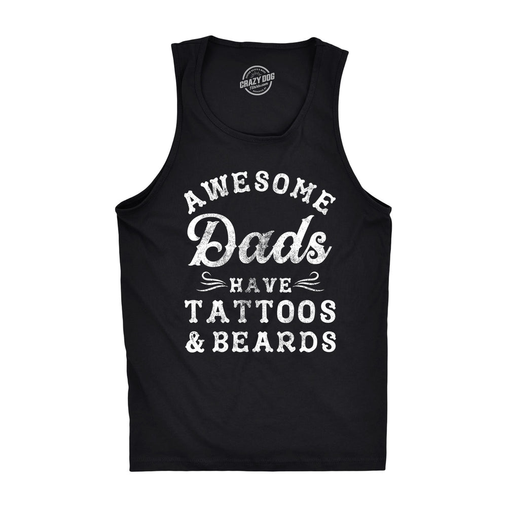 Funny Black Awesome Dads Have Tattoos And Beards Mens Tank Top Nerdy Father's Day Food TV & Movies Tee
