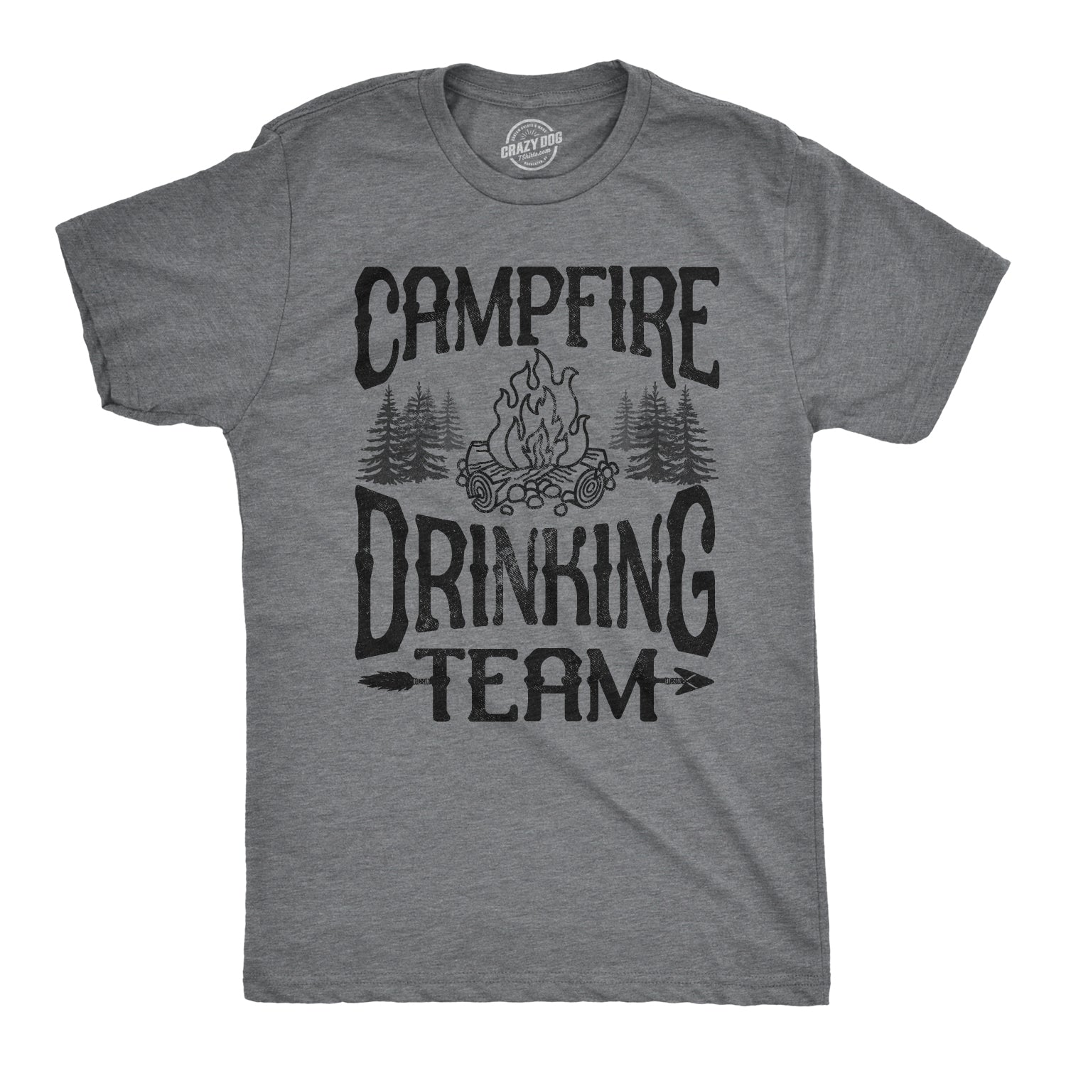 Funny Dark Heather Grey - Campfire Drinking Team Campfire Drinking Team Mens T Shirt Nerdy Camping Drinking Tee