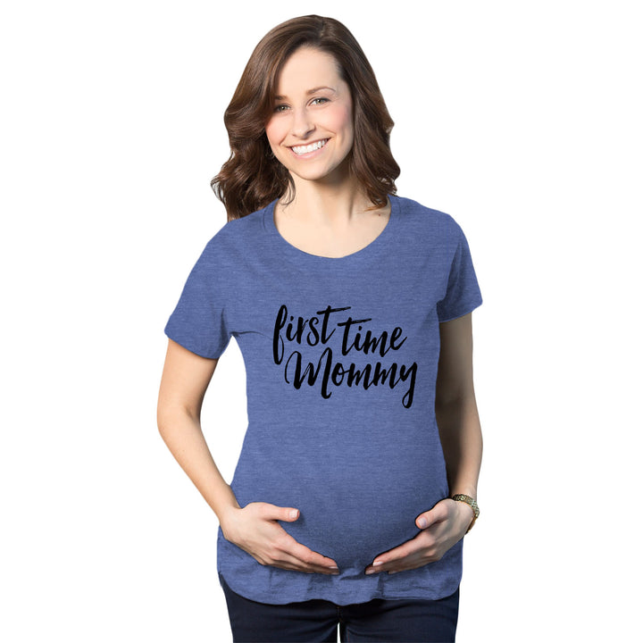 Funny Heather Royal First Time Mommy Maternity T Shirt Nerdy Mother's Day Tee