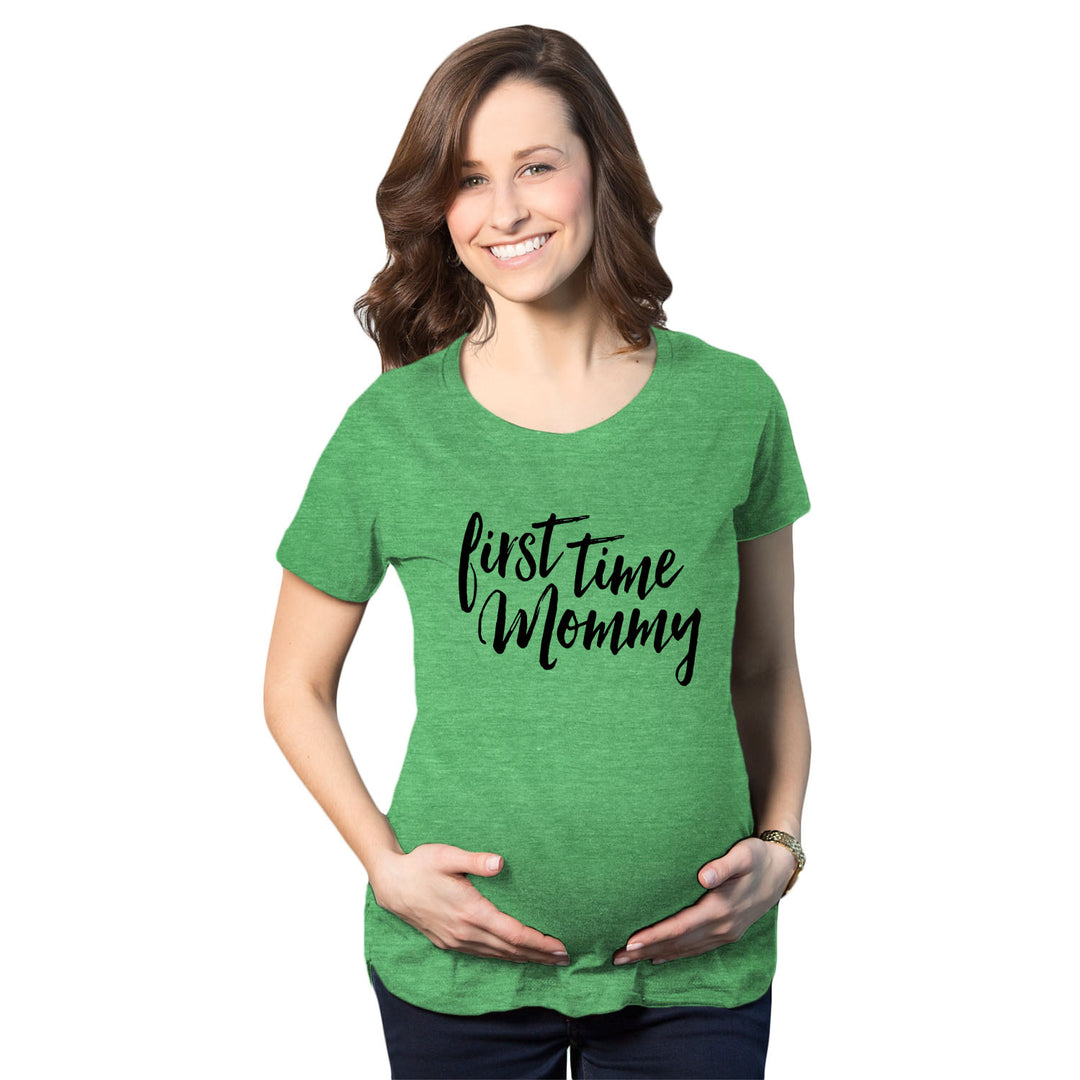 Funny Heather Green First Time Mommy Maternity T Shirt Nerdy Mother's Day Tee