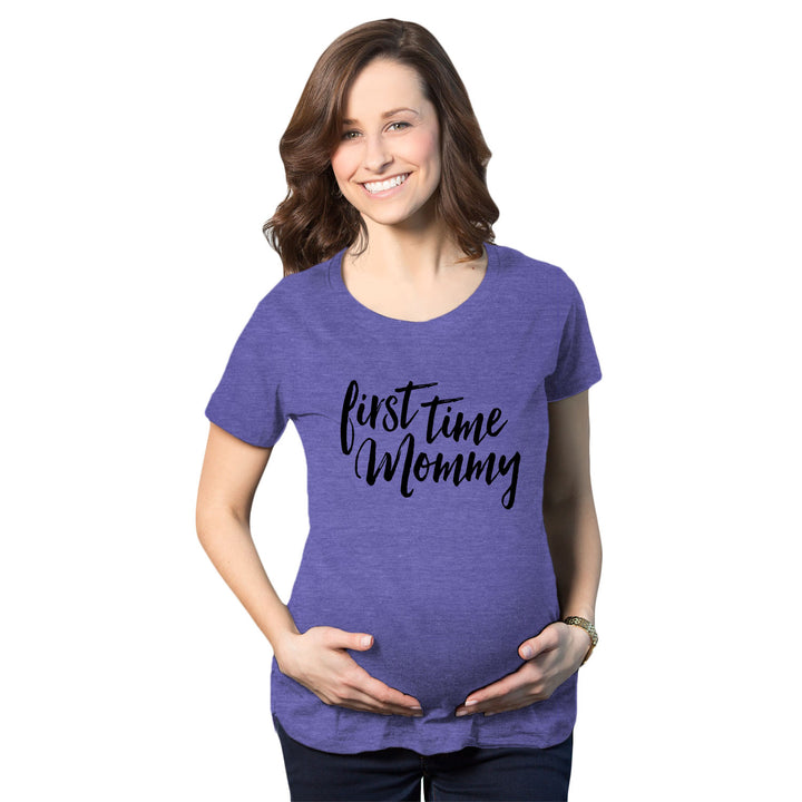 Funny Heather Purple First Time Mommy Maternity T Shirt Nerdy Mother's Day Tee
