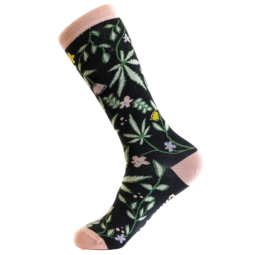 Women Flowers And Weed Socks
