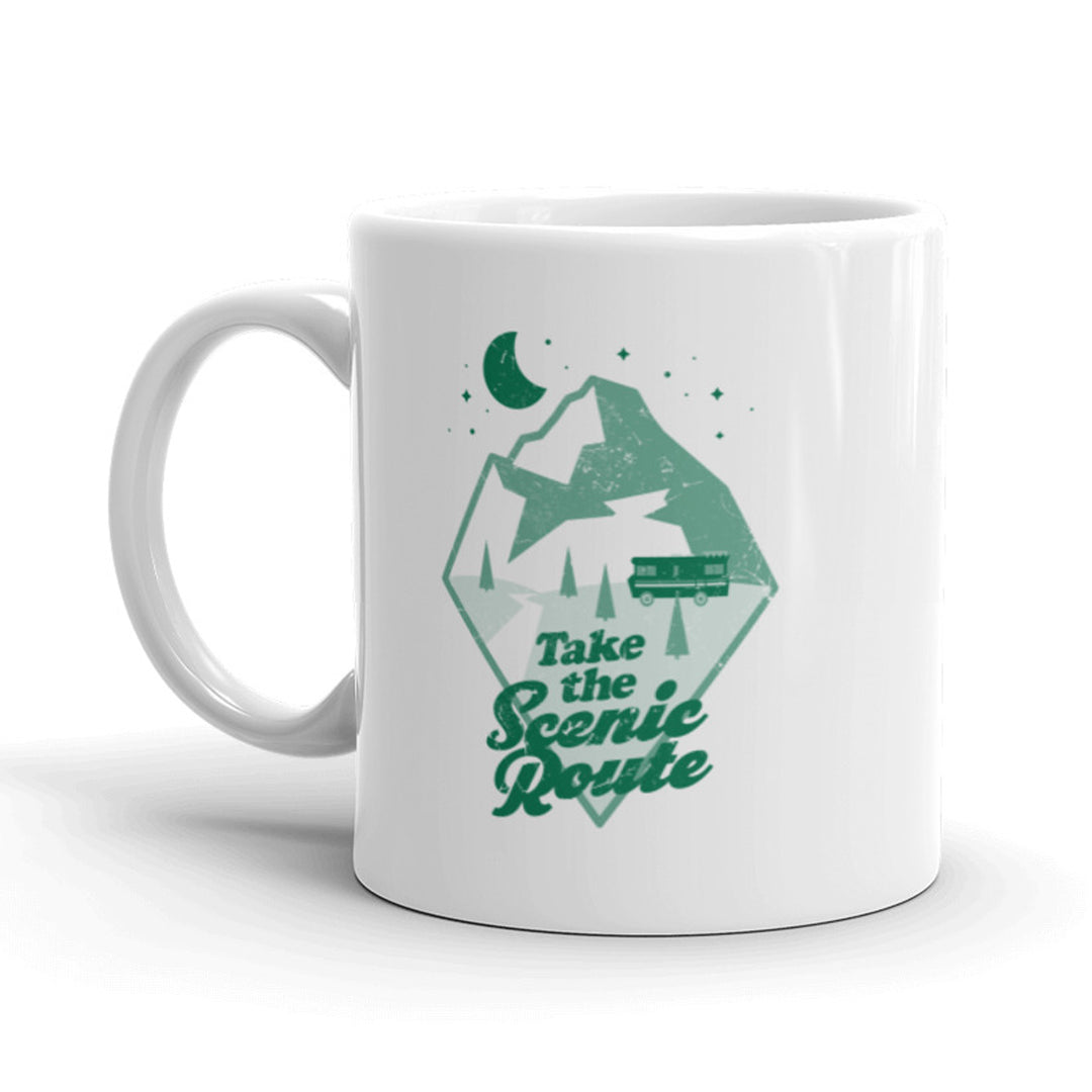 Funny White Take The Scenic Route Coffee Mug Nerdy Tee
