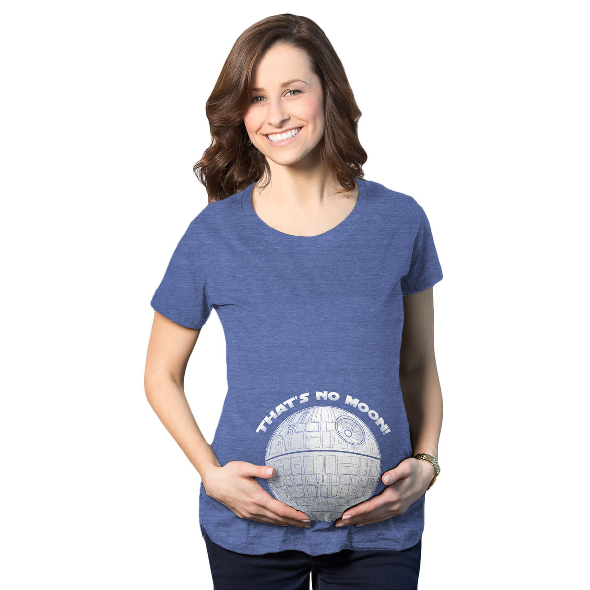 Funny Heather Royal That&#39;s No Moon Maternity T Shirt Nerdy TV &amp; Movies Tee