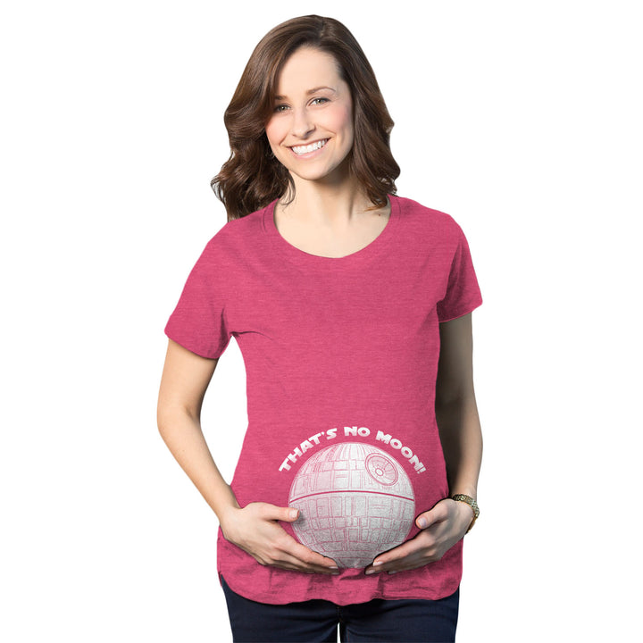 Funny Pink That's No Moon Maternity T Shirt Nerdy TV & Movies Tee