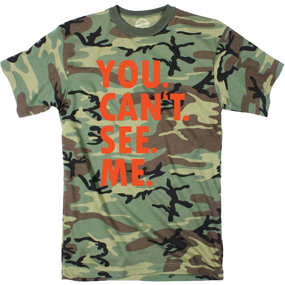 Funny Camo - Orange Ink You Can't See Me Mens T Shirt Nerdy Sarcastic Tee