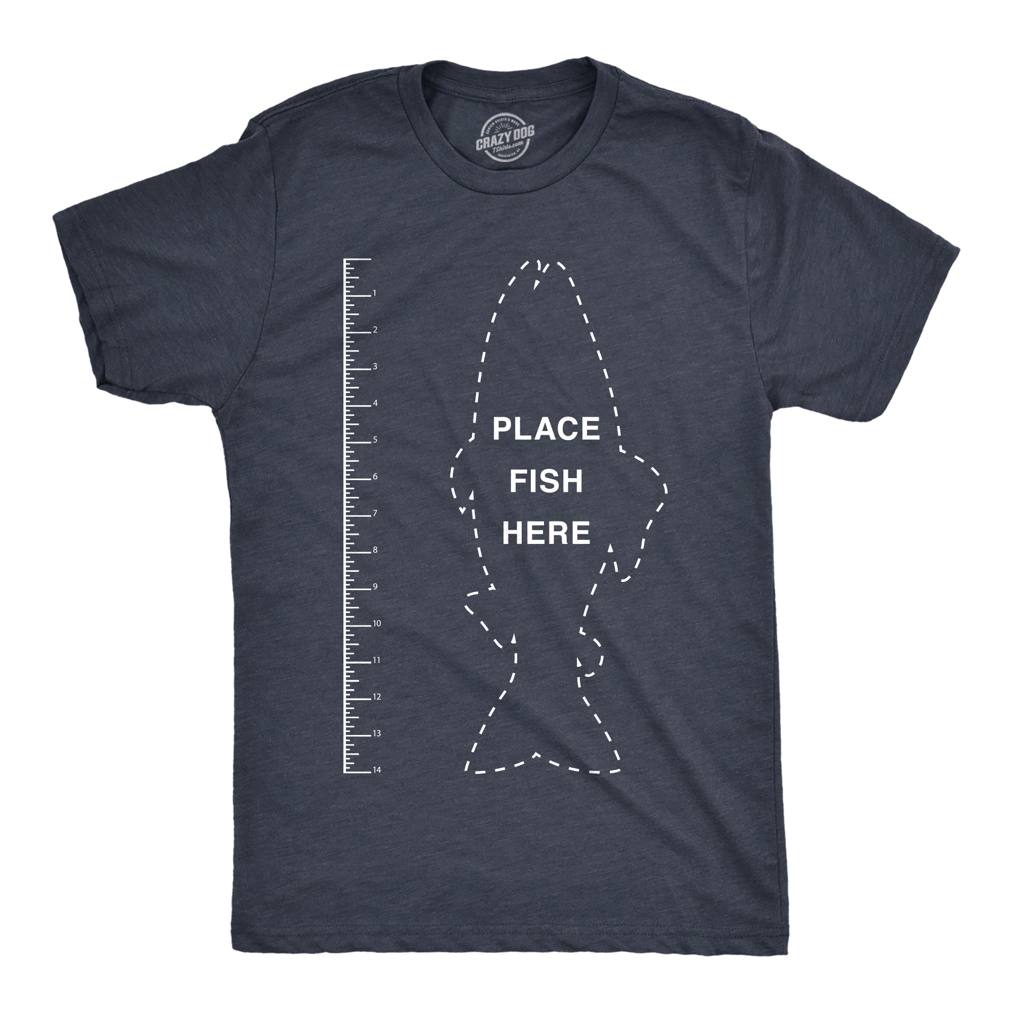 Funny Heather Navy - Fish Ruler Fish Ruler Mens T Shirt Nerdy Father's Day Fishing Tee