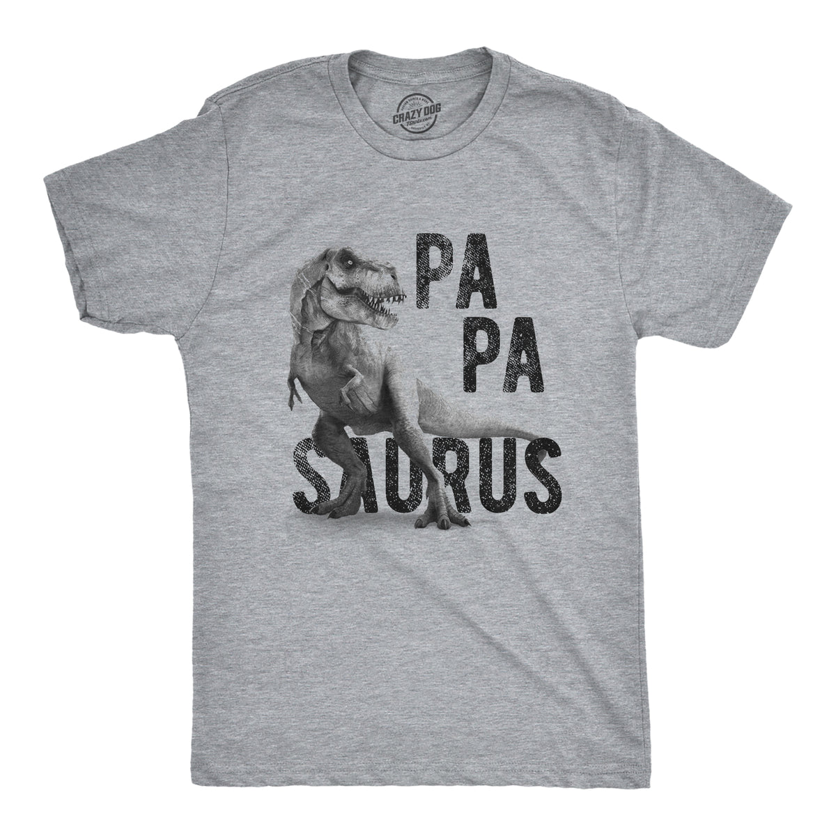 Funny Light Heather Grey - Papasaurus Papasaurus Mens T Shirt Nerdy Father&#39;s Day Dinosaur Tee