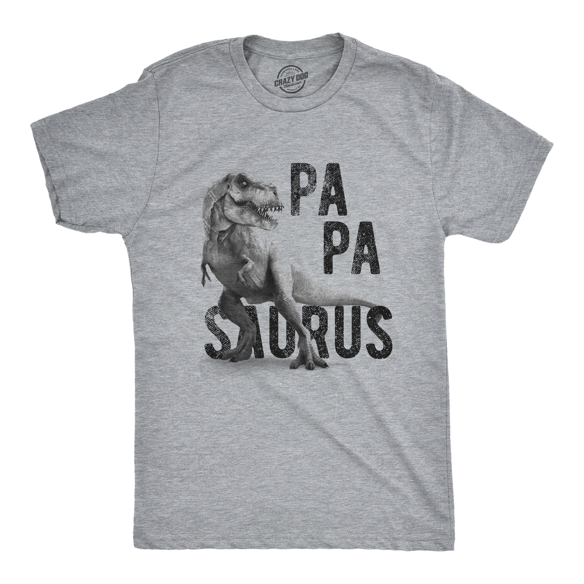 Funny Light Heather Grey - Papasaurus Papasaurus Mens T Shirt Nerdy Father's Day Dinosaur Tee
