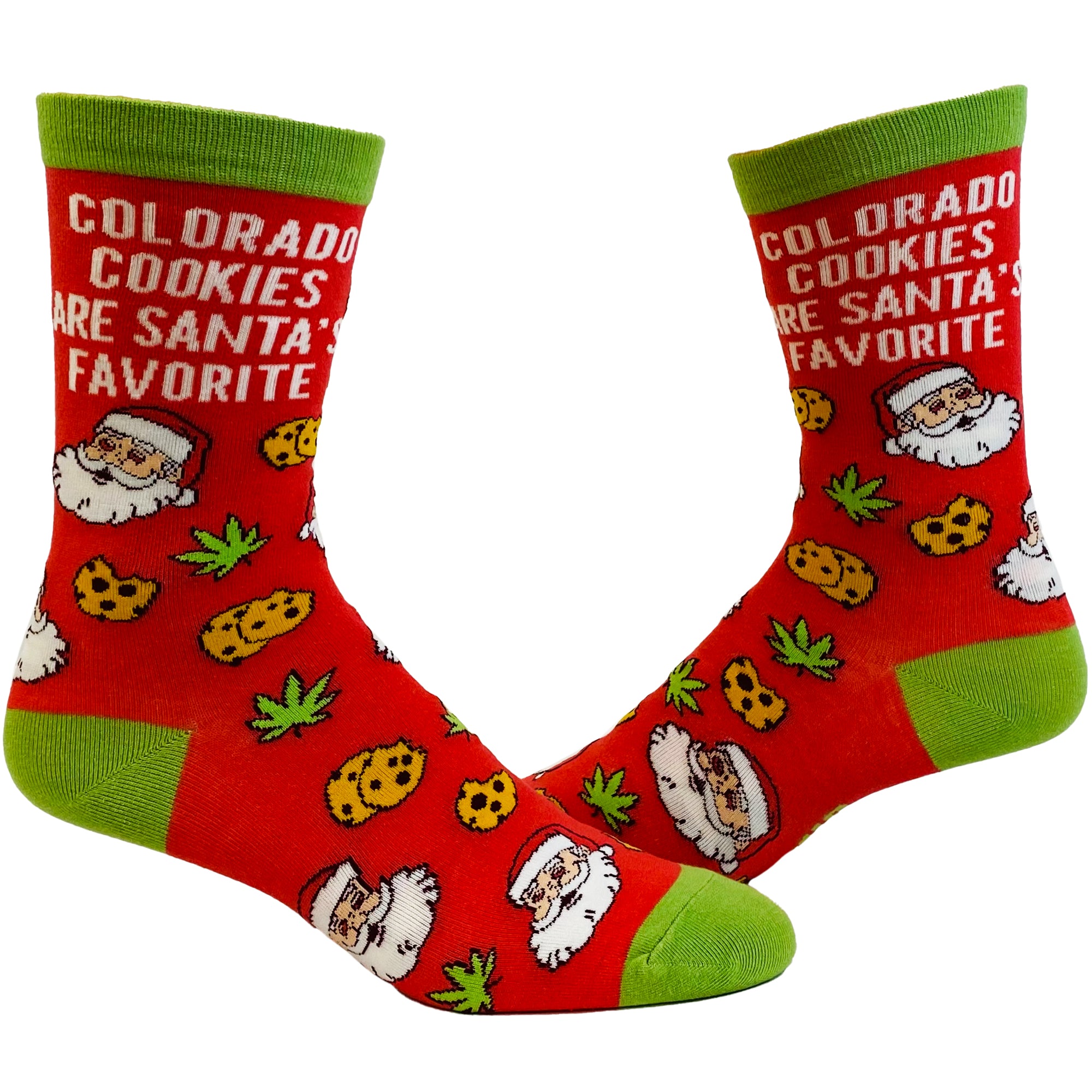Funny Red Men's Colorado Cookies Are Santa's Favorite Sock Nerdy Christmas 420 Tee