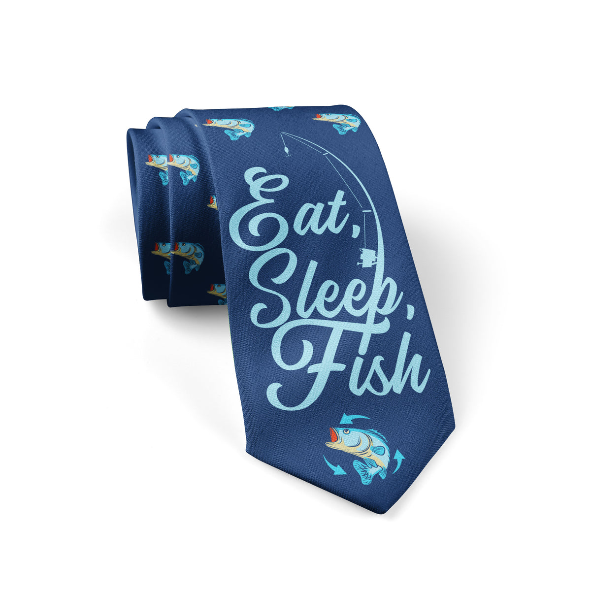 Funny Eat Sleep Fish Eat Sleep Fish Neck Tie Nerdy Father&#39;s Day Fishing Tee