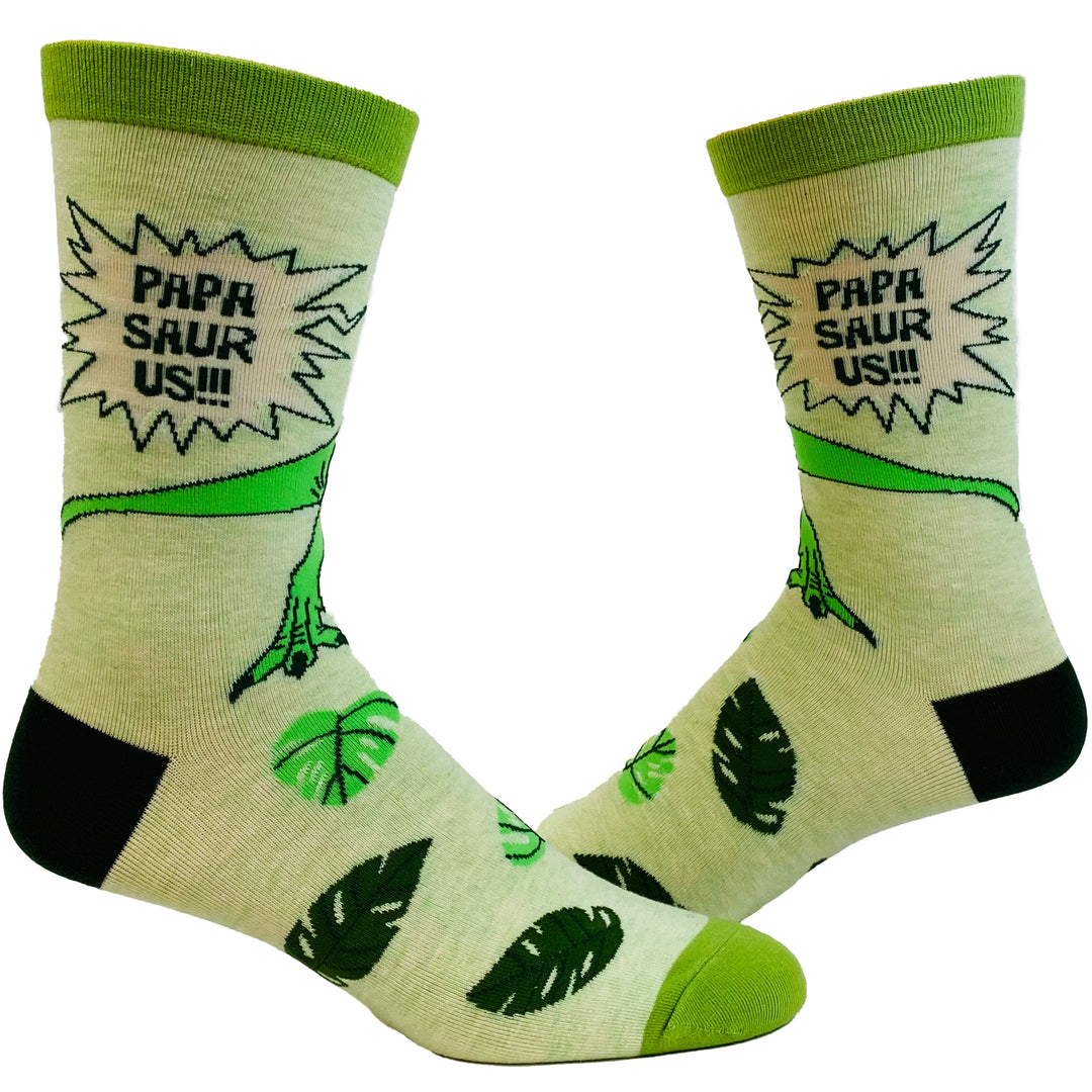 Funny Green - PAPASAURUS Funny Dad Sock Nerdy Father's Day Dinosaur Tee