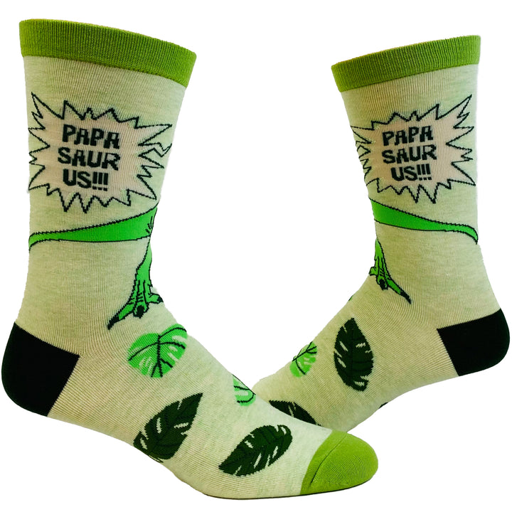 Funny Green - PAPASAURUS Funny Dad Sock Nerdy Father's Day Dinosaur Tee