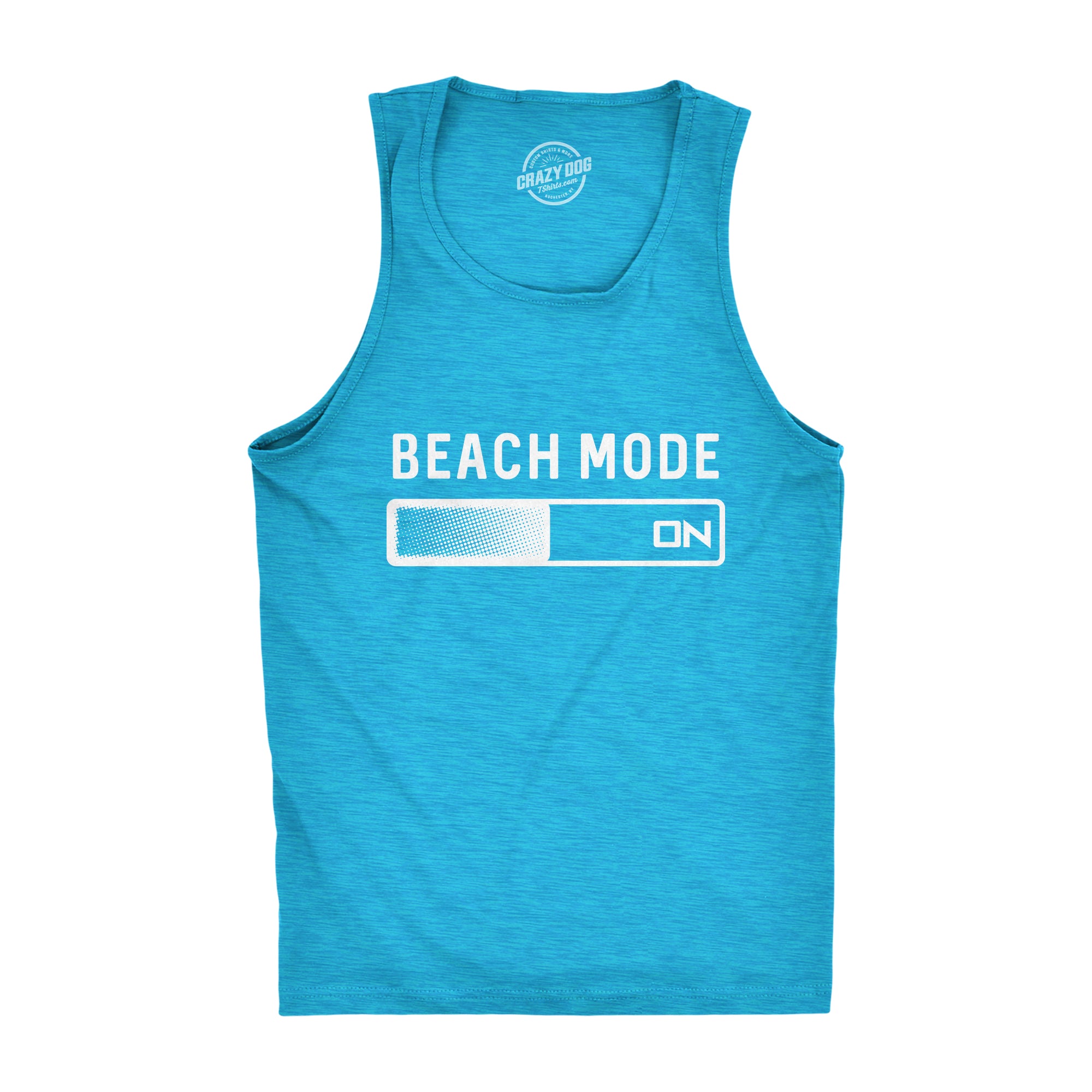Funny Heather Turquoise Beach Mode Mens Tank Top Nerdy Vacation Tee