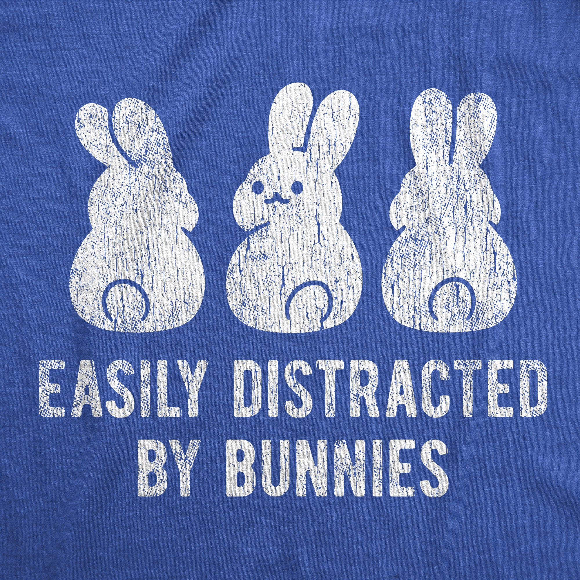 Funny Heather Royal Easily Distracted By Bunnies Womens T Shirt Nerdy Easter Animal Tee