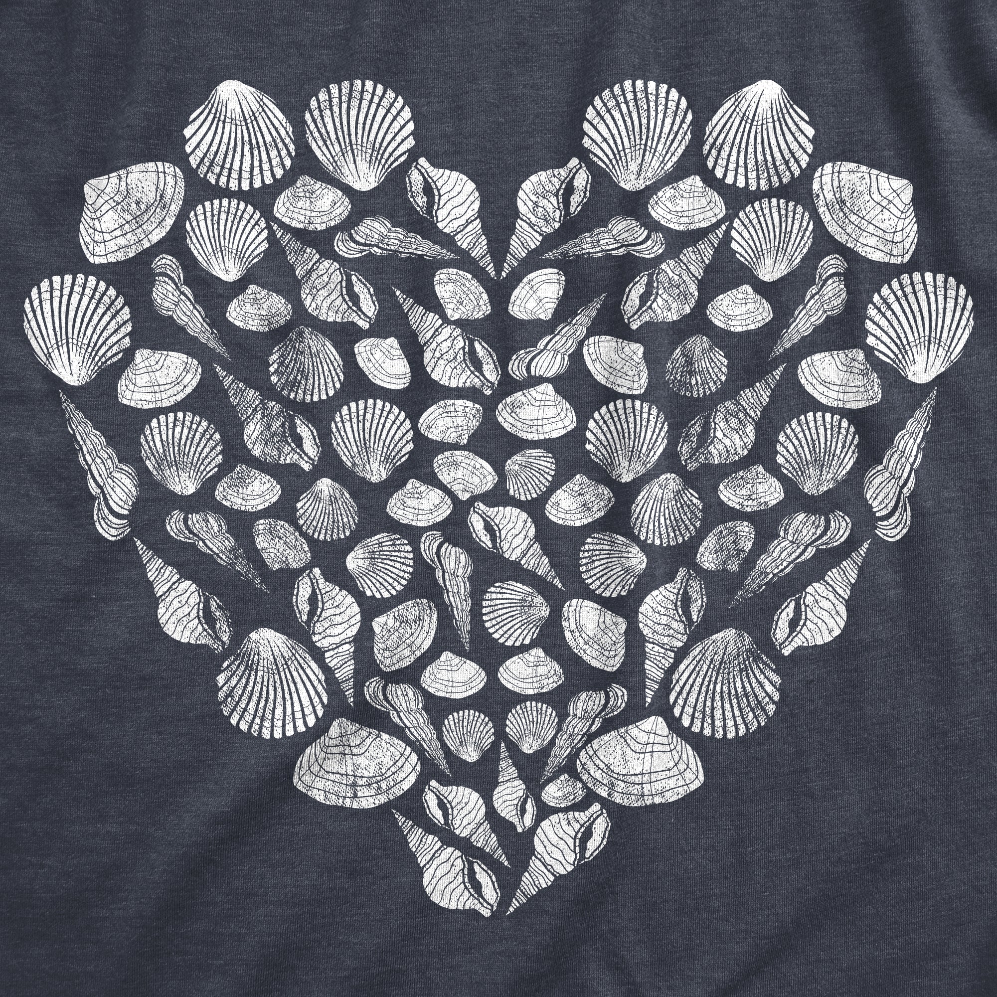 Funny Heather Navy - Shell Heart Shell Heart Womens T Shirt Nerdy Vacation Tee