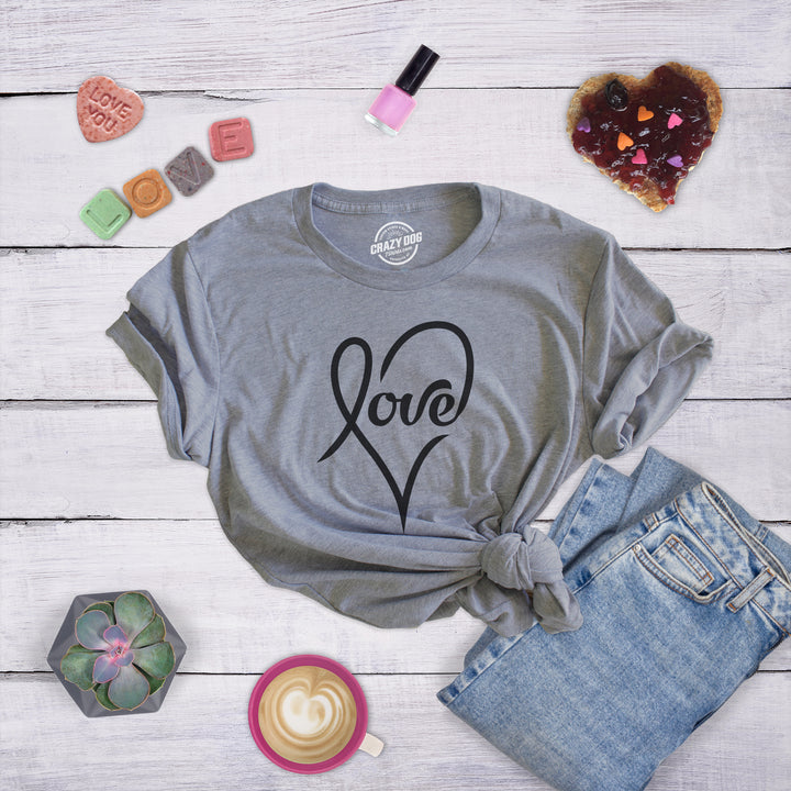 Love Cursive Heart Women's T Shirt