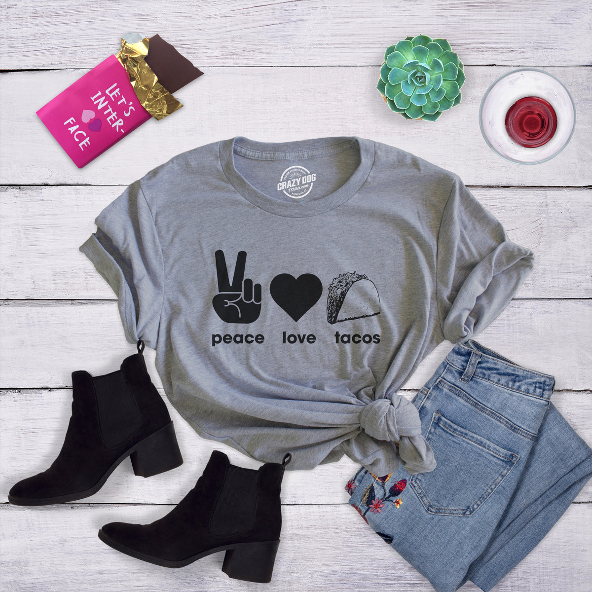 Peace Love Tacos Women&#39;s T Shirt