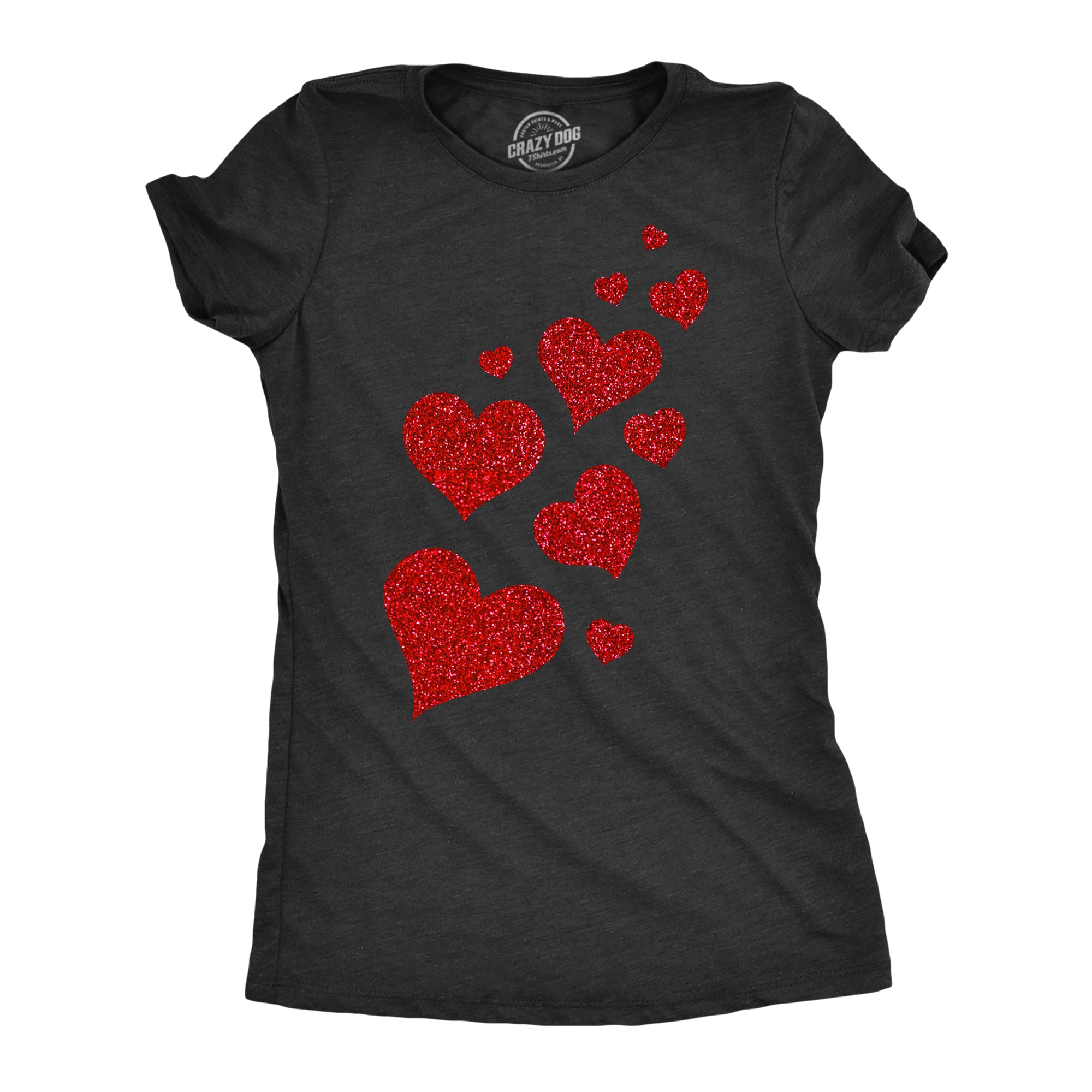 Funny Heather Black - Glitter Hearts Glitter Hearts Womens T Shirt Nerdy Valentine's Day Mother's Day Tee