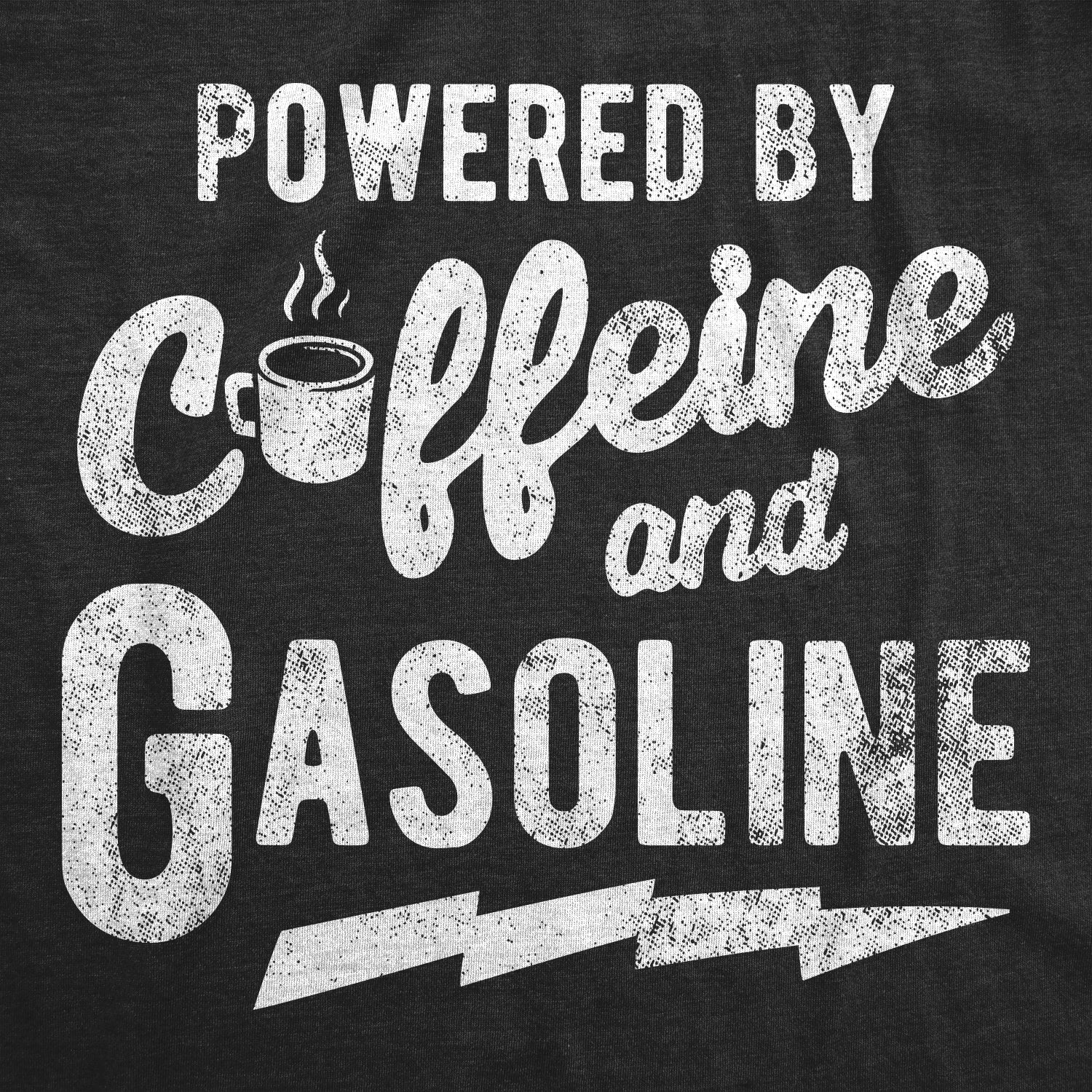 Funny Heather Black - GASOLINE Powered By Caffeine And Gasoline Womens T Shirt Nerdy coffee mechanic Tee