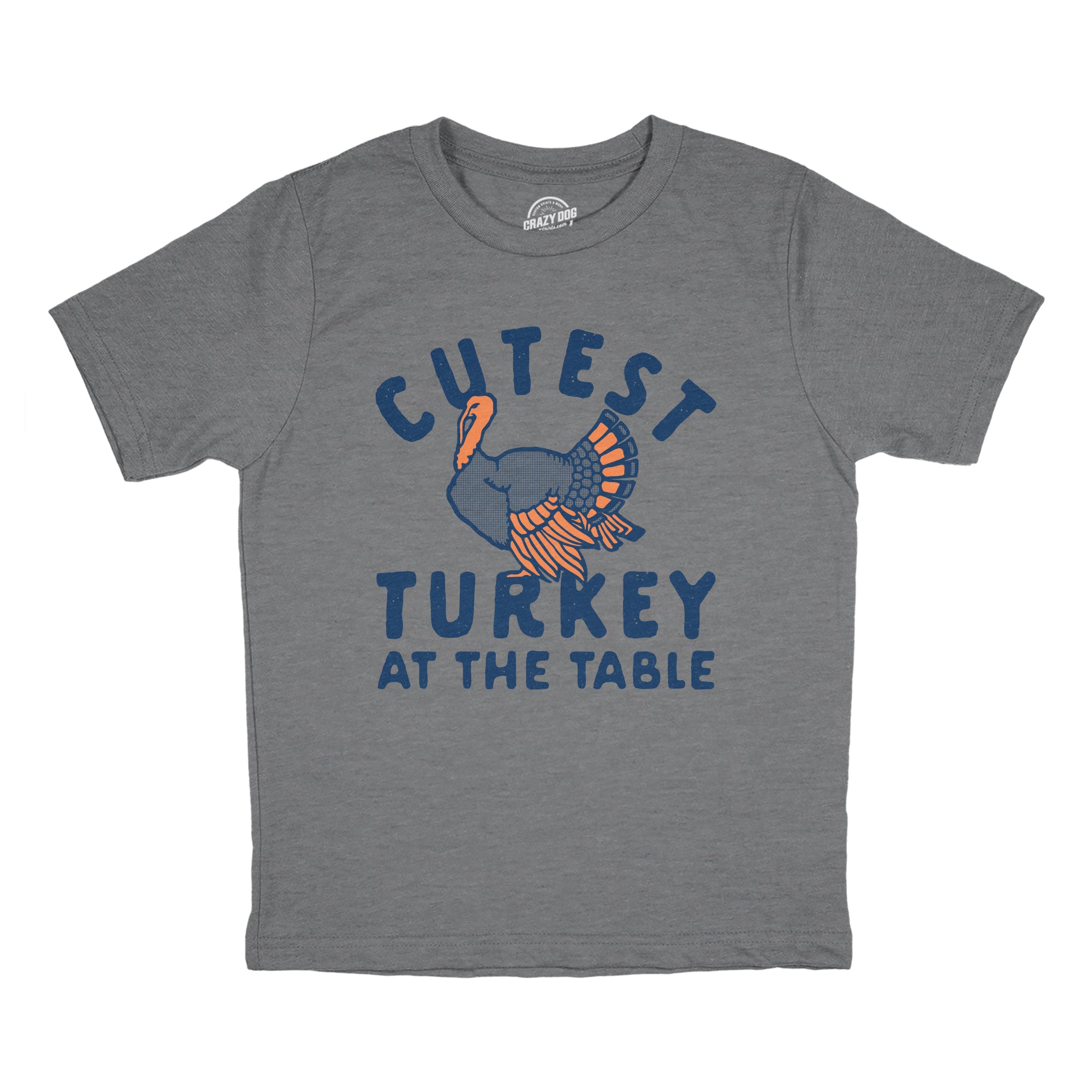 Funny Dark Heather Grey - TURKEY Cutest Turkey At The Table Youth T Shirt Nerdy Thanksgiving Tee