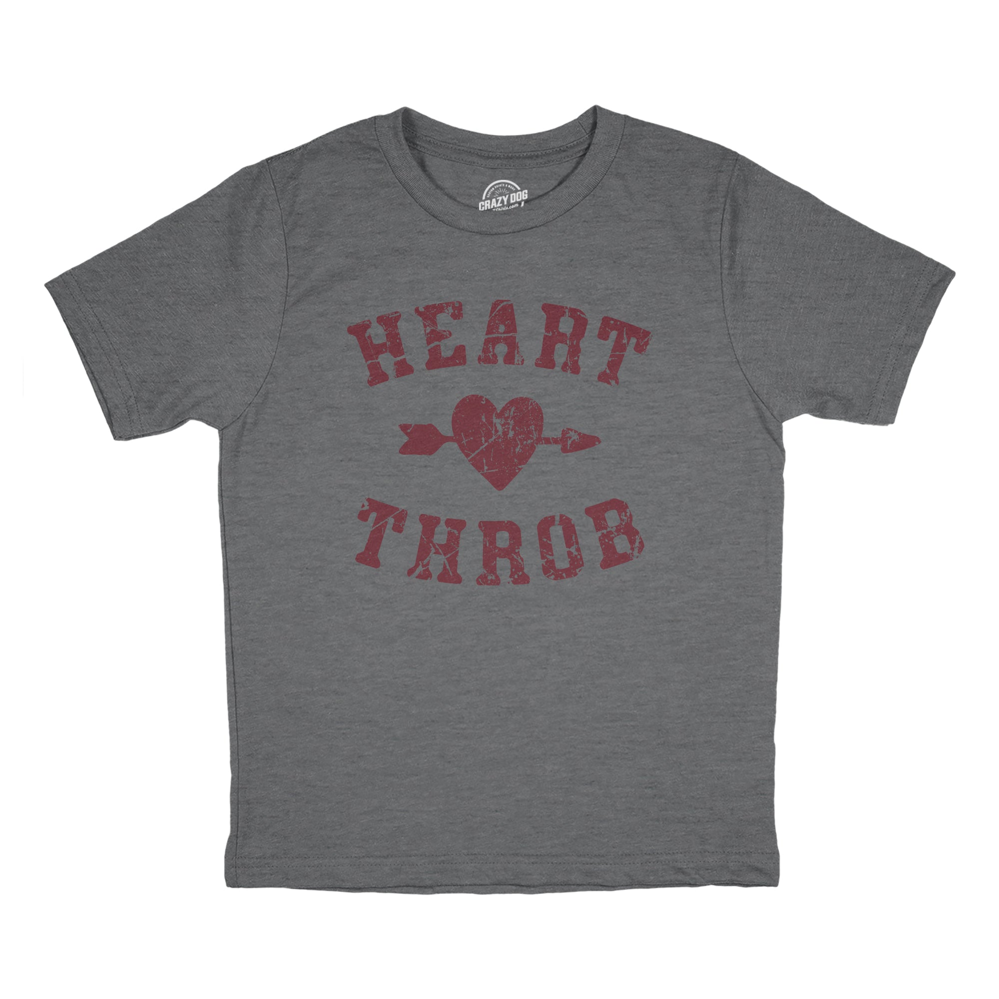 Funny Dark Heather Grey - THROB Heart Throb Youth T Shirt Nerdy Valentine's Day Tee