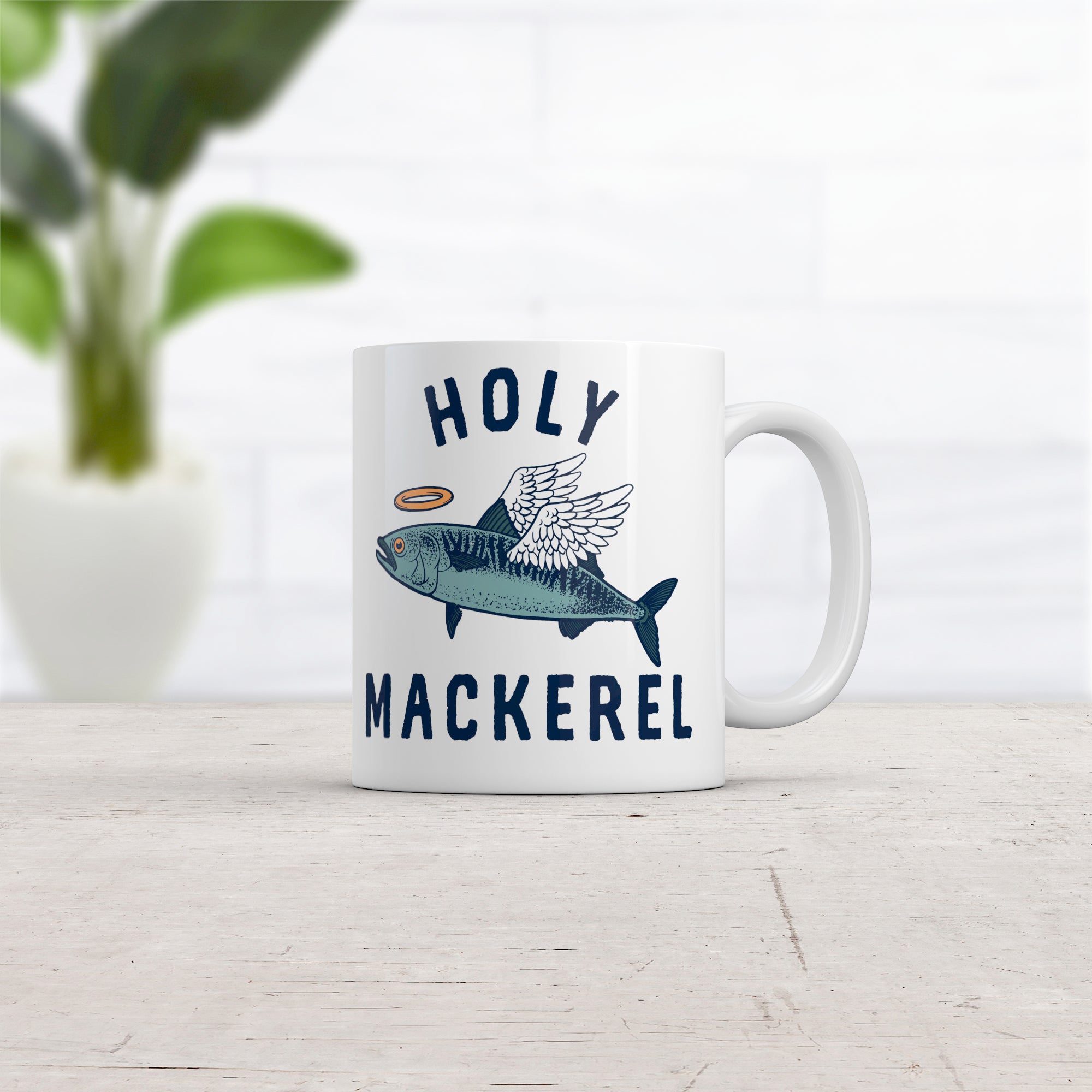 Funny White Holy Mackerel Coffee Mug Nerdy Fishing sarcastic Tee