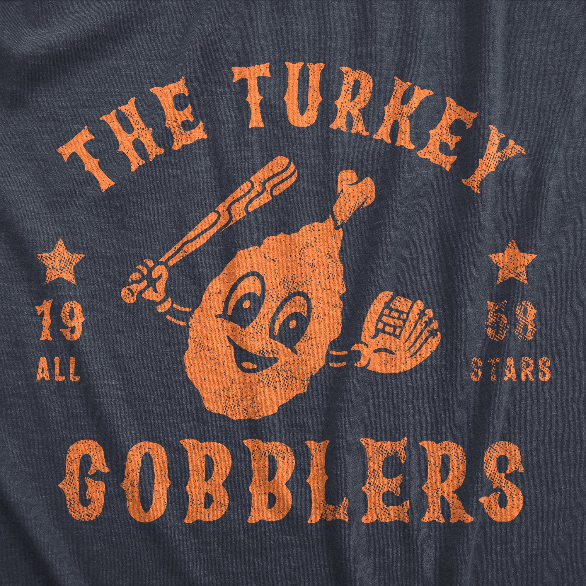Funny Heather Navy - GOBBLERS The Turkey Gobblers All Stars Womens T Shirt Nerdy Thanksgiving Baseball Tee