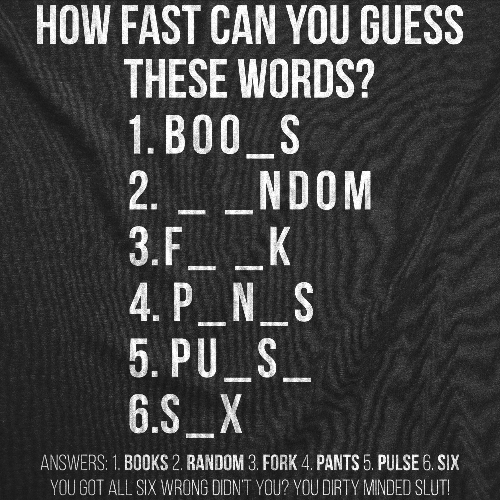 Funny Heather Black - How Fast Can You Guess These Words How Fast Can You Guess These Words Womens T Shirt Nerdy sarcastic Tee