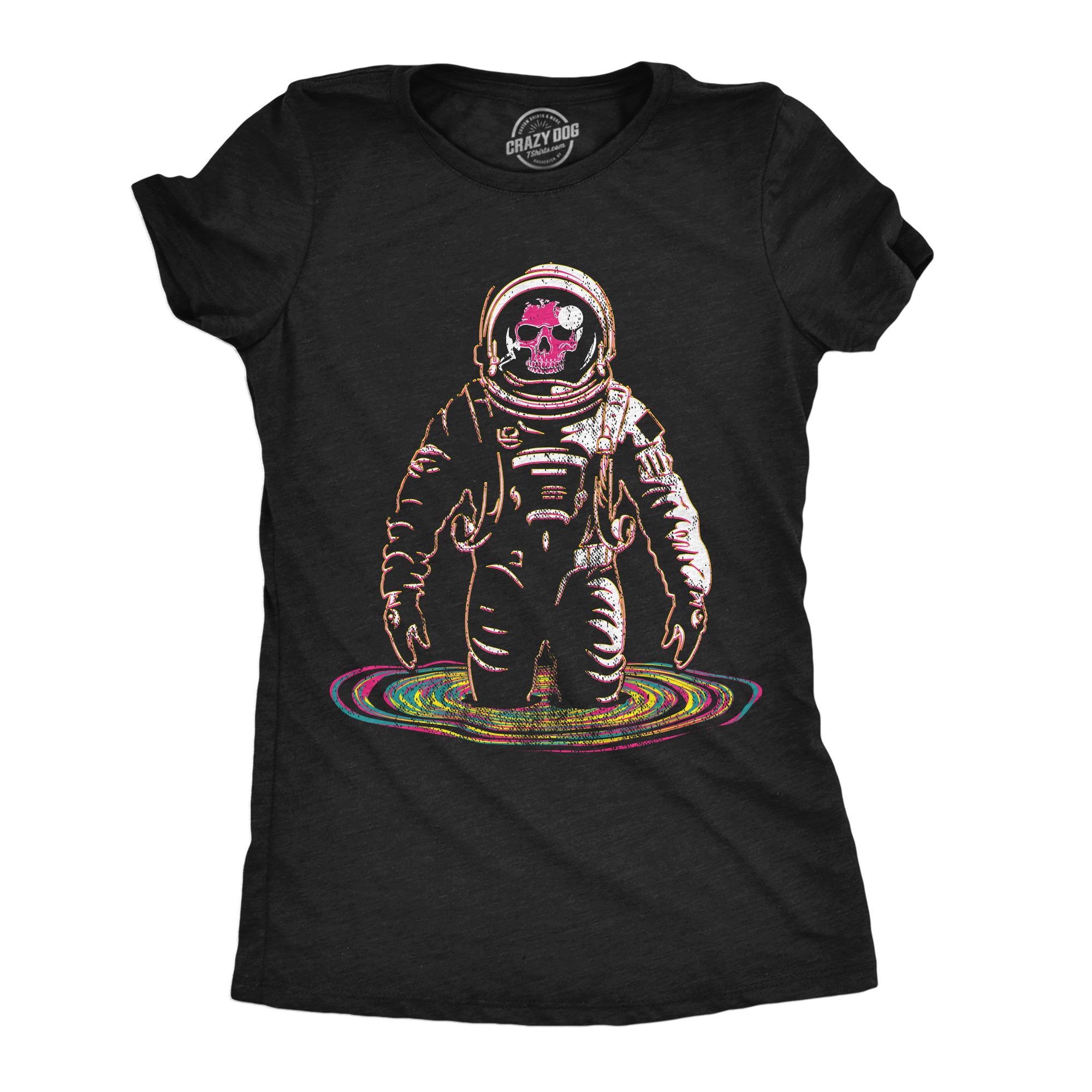 Funny Heather Black - Rainbow Black Hole Rainbow Black Hole Womens T Shirt Nerdy space Tee