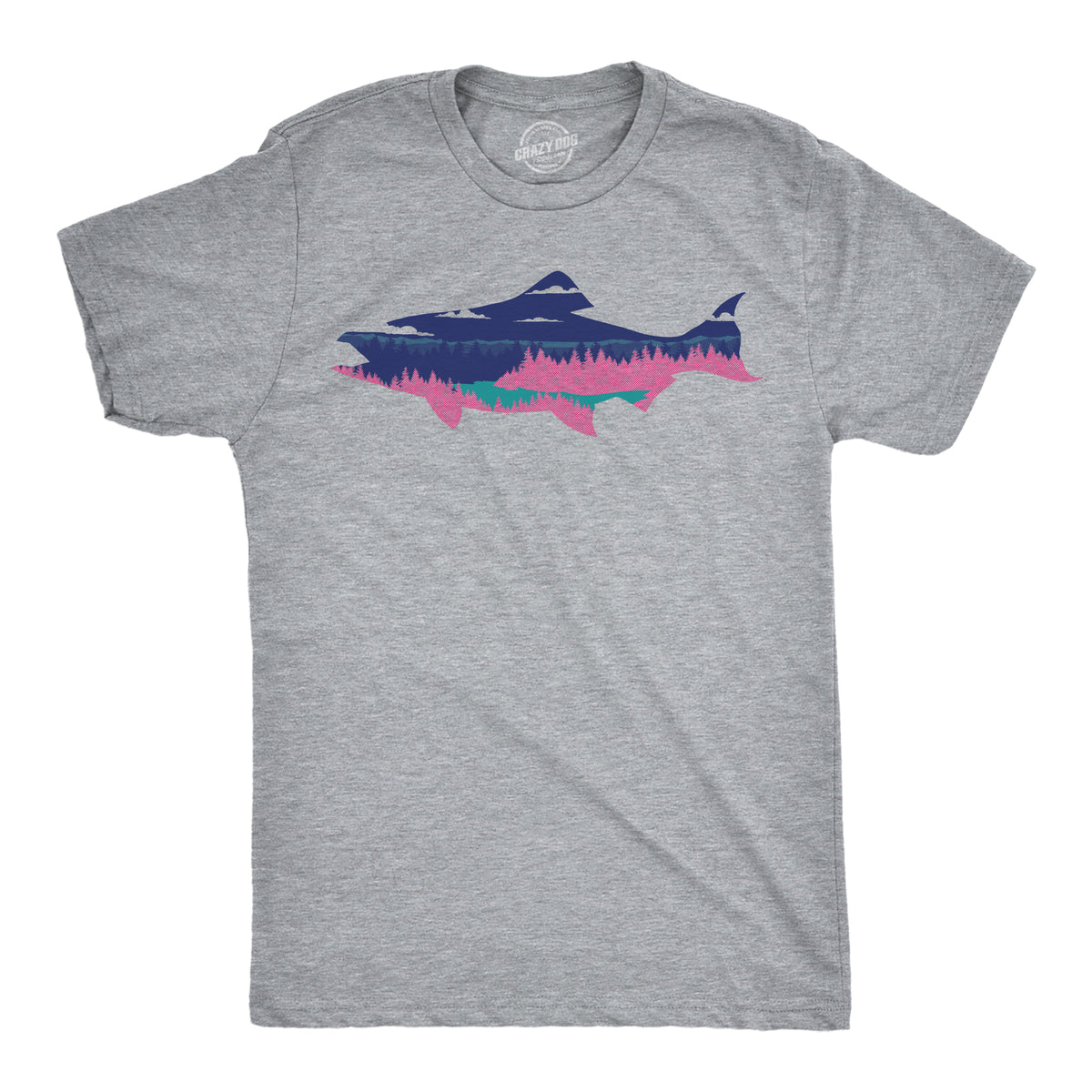 Funny Light Heather Grey - Salmon Landscape Salmon Landscape Mens T Shirt Nerdy 0 Tee