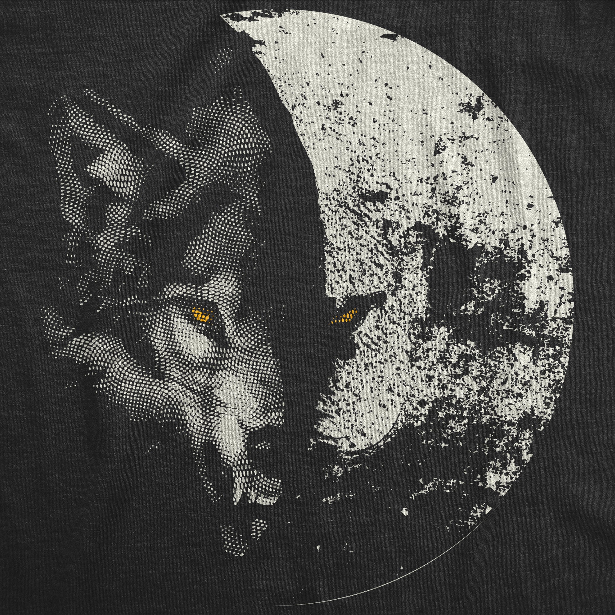 Funny Heather Black - Wolf Moon Wolf Moon Mens T Shirt Nerdy space animal Tee