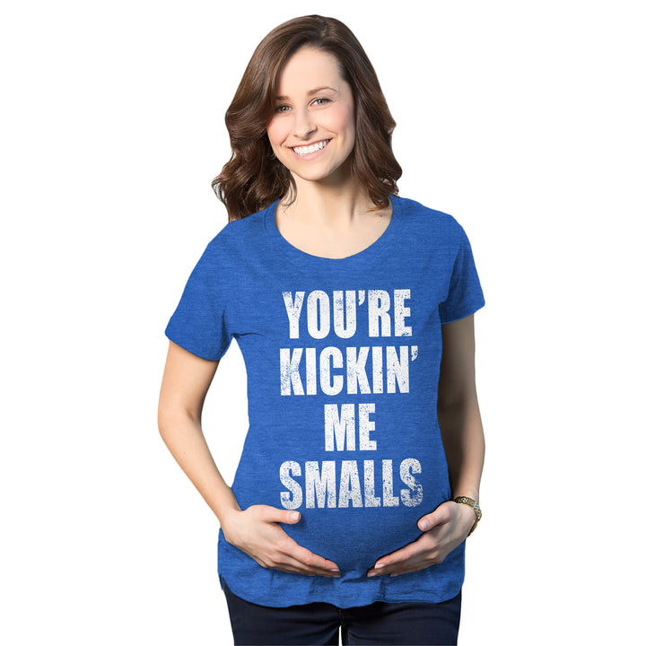Funny Heather Light Blue Kickin’ Me Smalls Maternity T Shirt Nerdy TV & Movies Baseball Tee