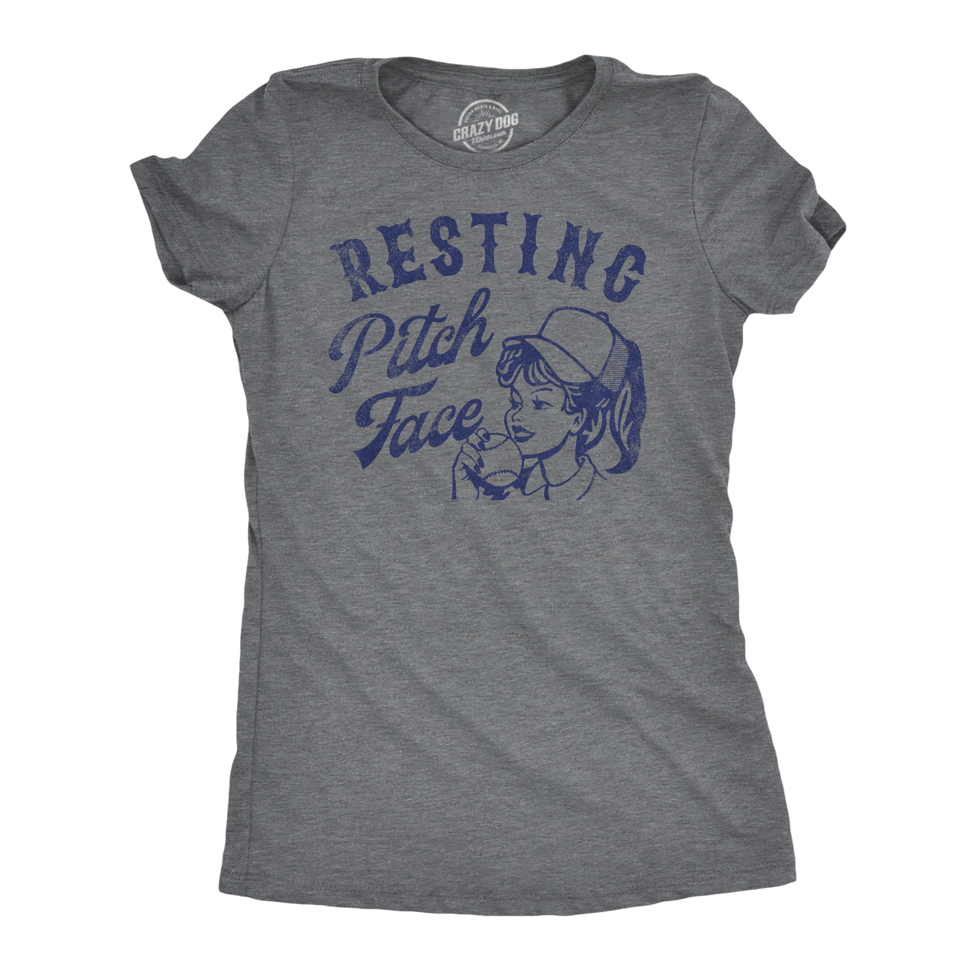 Funny Dark Heather Grey - Resting Pitch Face Resting Pitch Face Womens T Shirt Nerdy Baseball sarcastic Tee