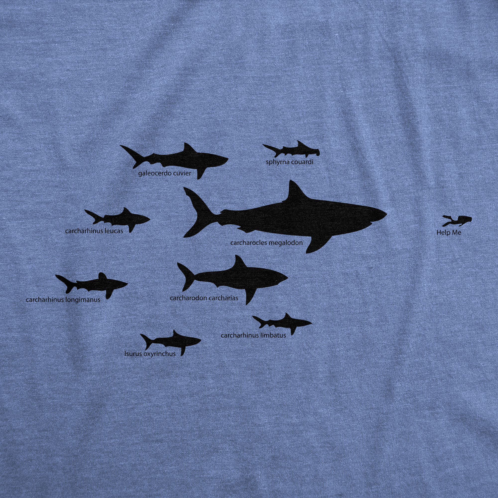 Funny Light Heather Blue - Shark Hierarchy Shark Hierarchy Youth T Shirt Nerdy Shark Week Tee