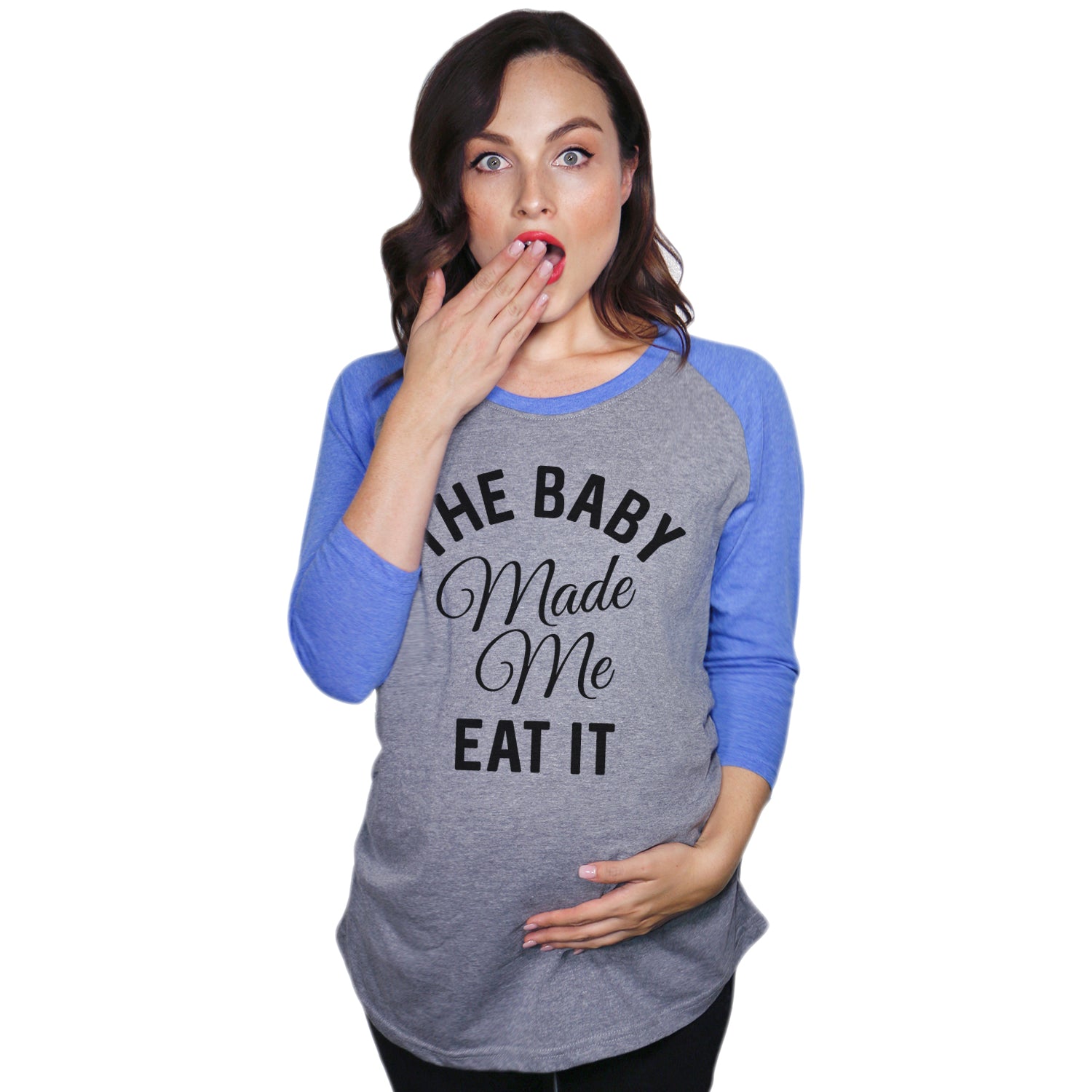 Funny Pink The Baby Made Me Eat It raglan Nerdy Tee