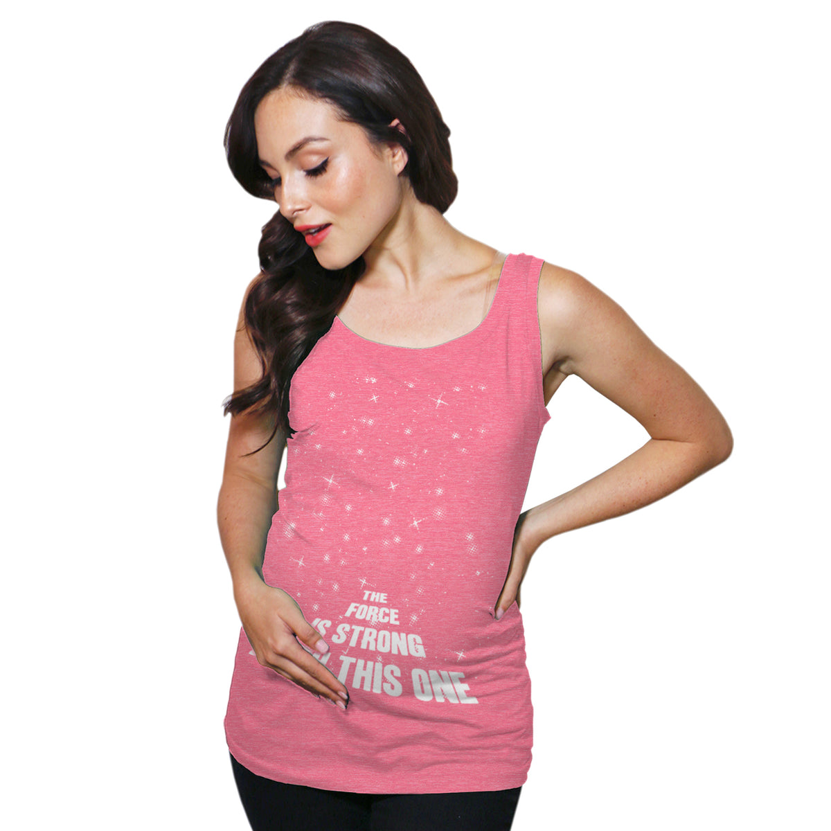 Funny Heather Pink The Force Is Strong With This One Maternity Tank Top Maternity Tank Top Nerdy Tee