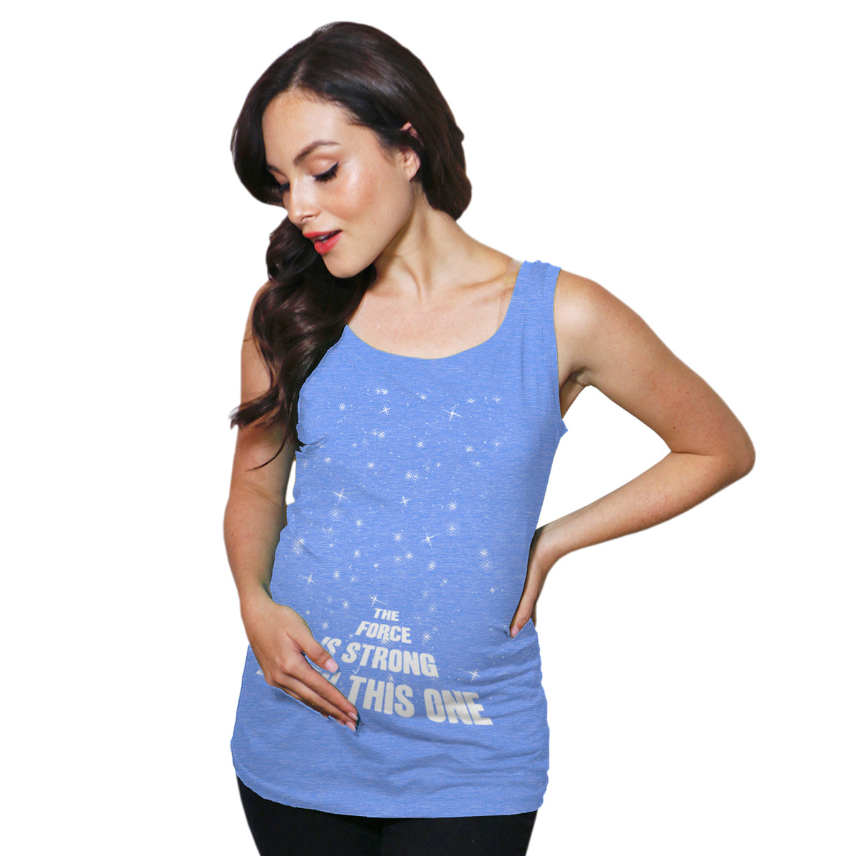 Funny Heather Light Blue The Force Is Strong With This One Maternity Tank Top Maternity Tank Top Nerdy Tee