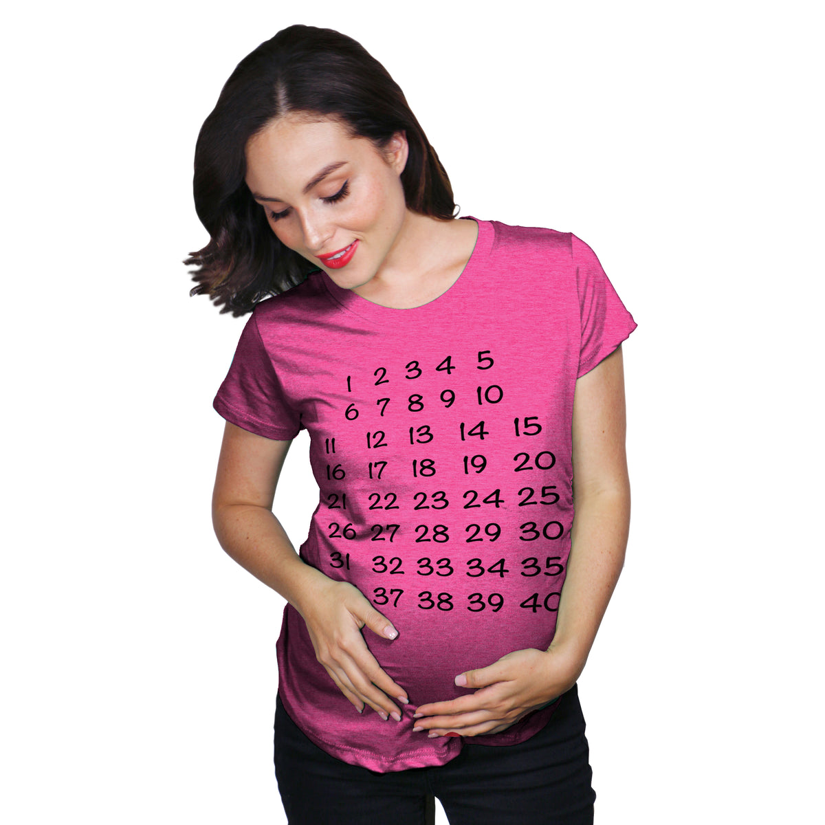Funny Heather Pink Calendar Countdown Maternity T Shirt Nerdy Tee